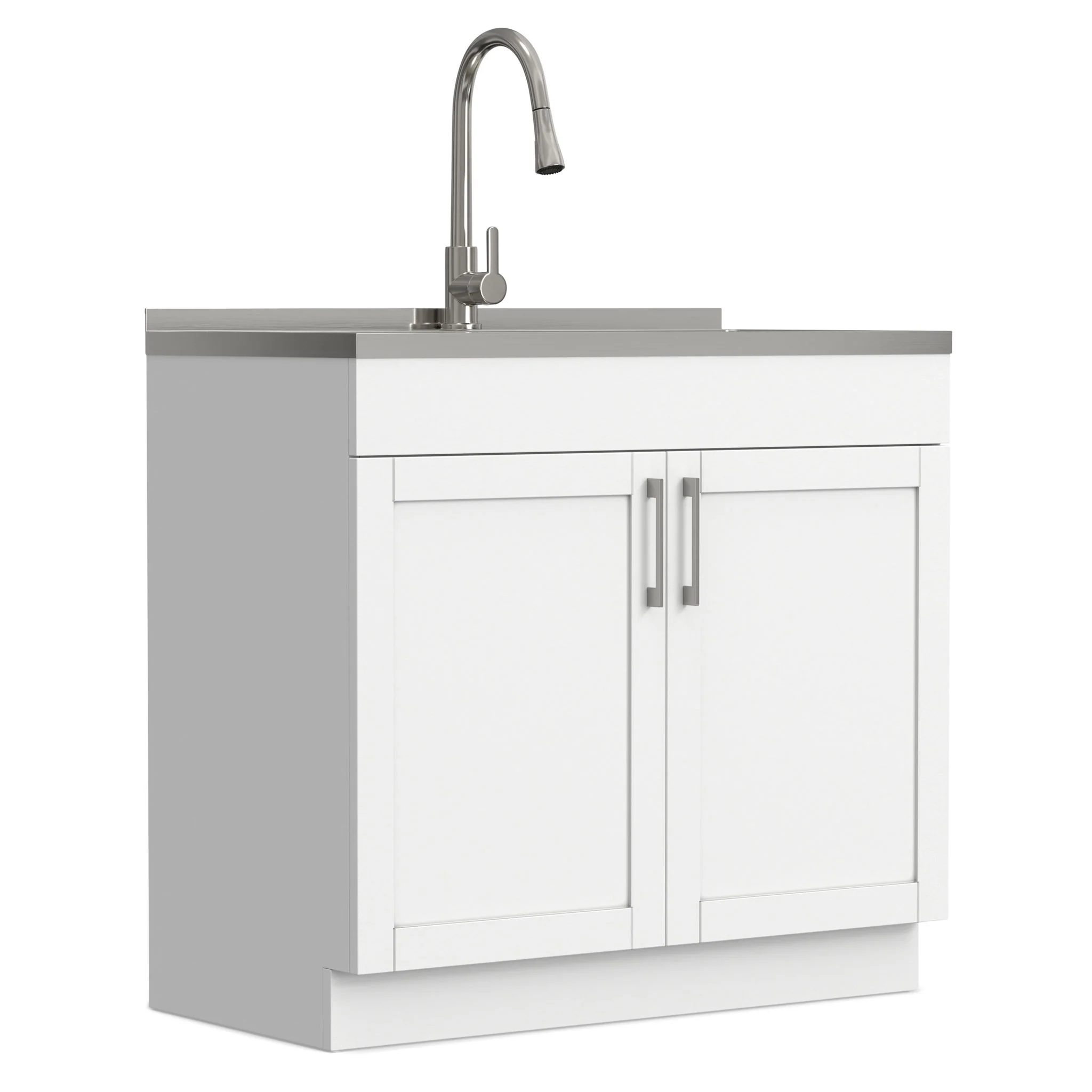Modern Shaker All-In-One Laundry Utility Sink And Cabinet With Pull-Out Faucet - Image 12