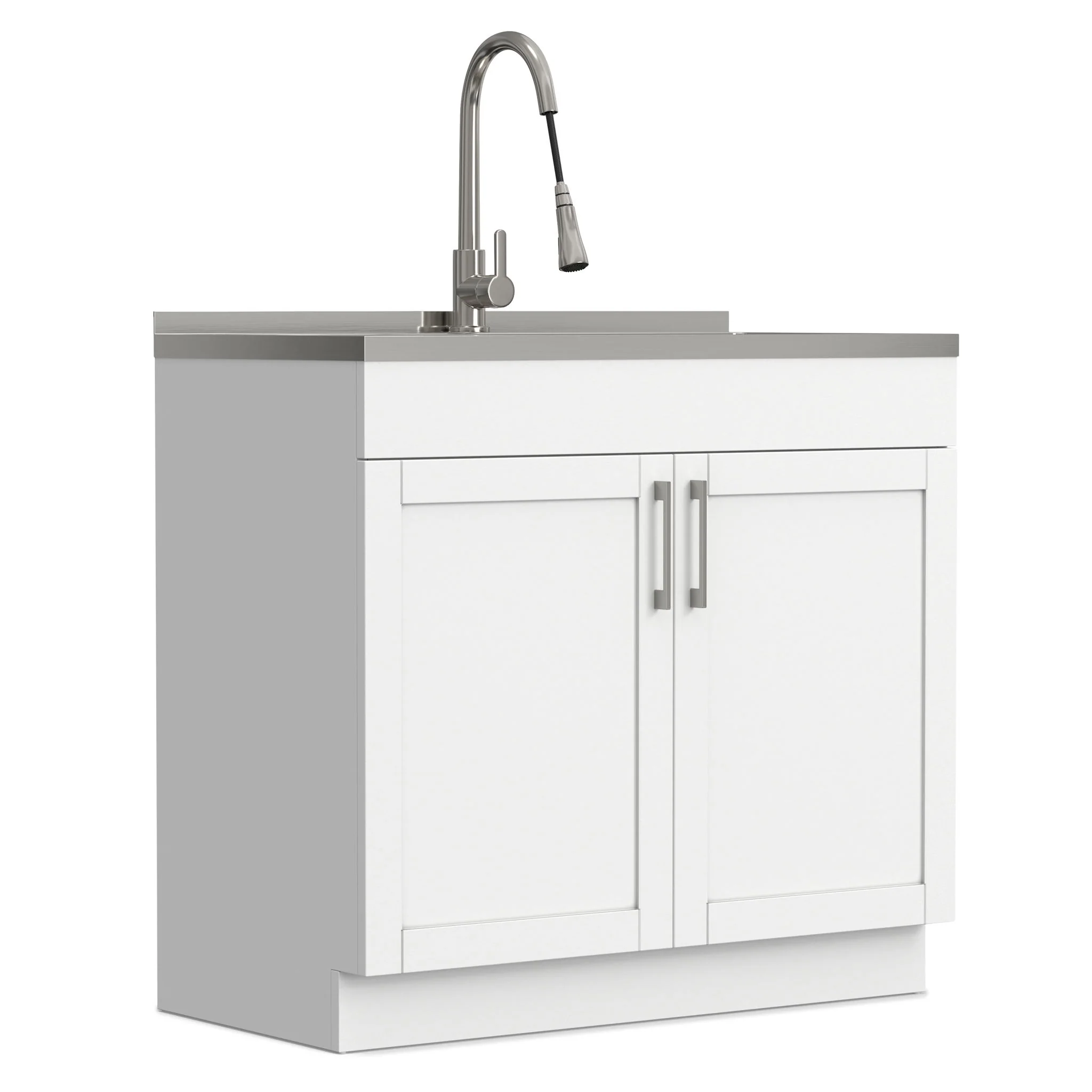 Modern Shaker All-In-One Laundry Utility Sink And Cabinet With Pull-Out Faucet - Image 17