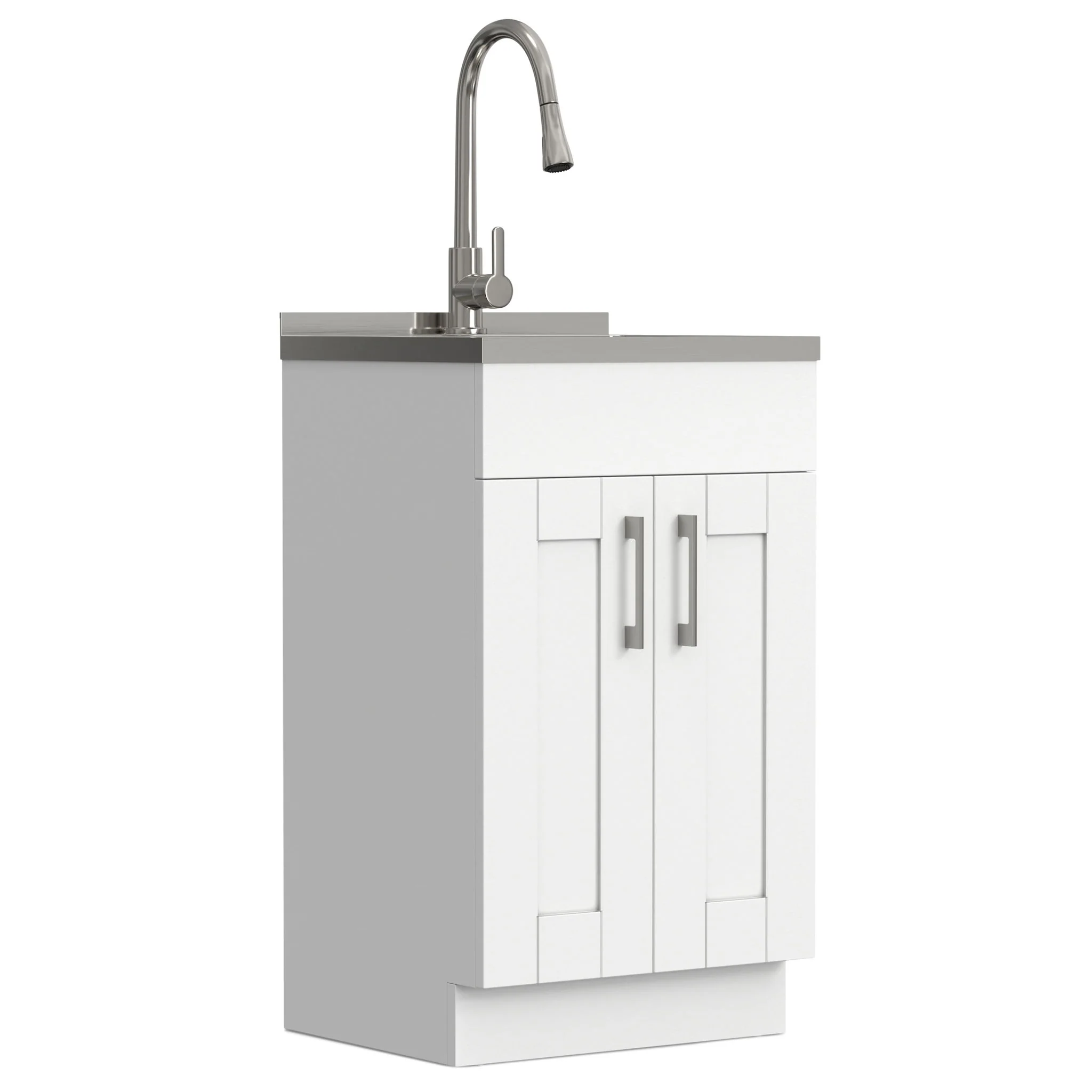 Modern Shaker All-In-One Laundry Utility Sink And Cabinet With Pull-Out Faucet - Image 5