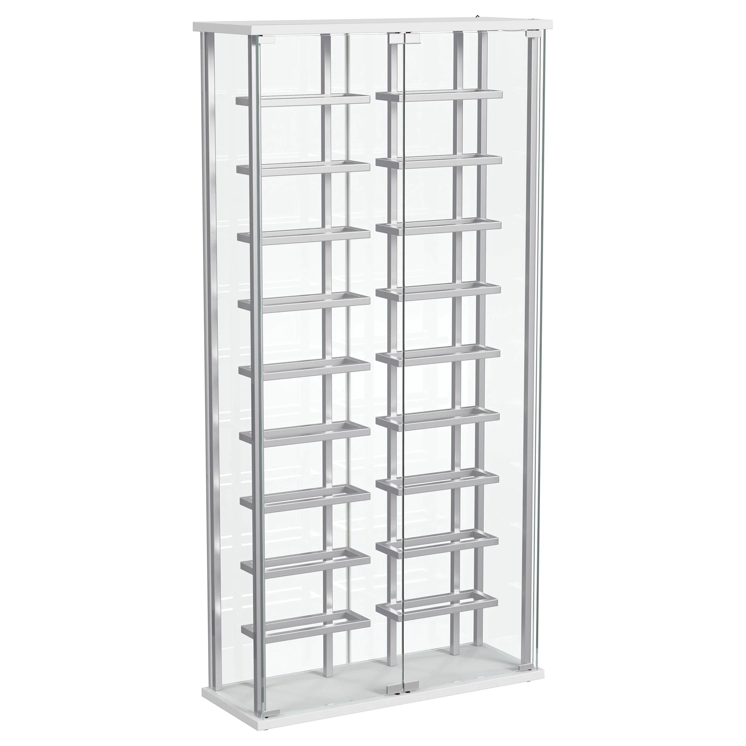 Montara - Tempered Glass Wine Storage LED Curio Cabinet - Chrome - Image 20