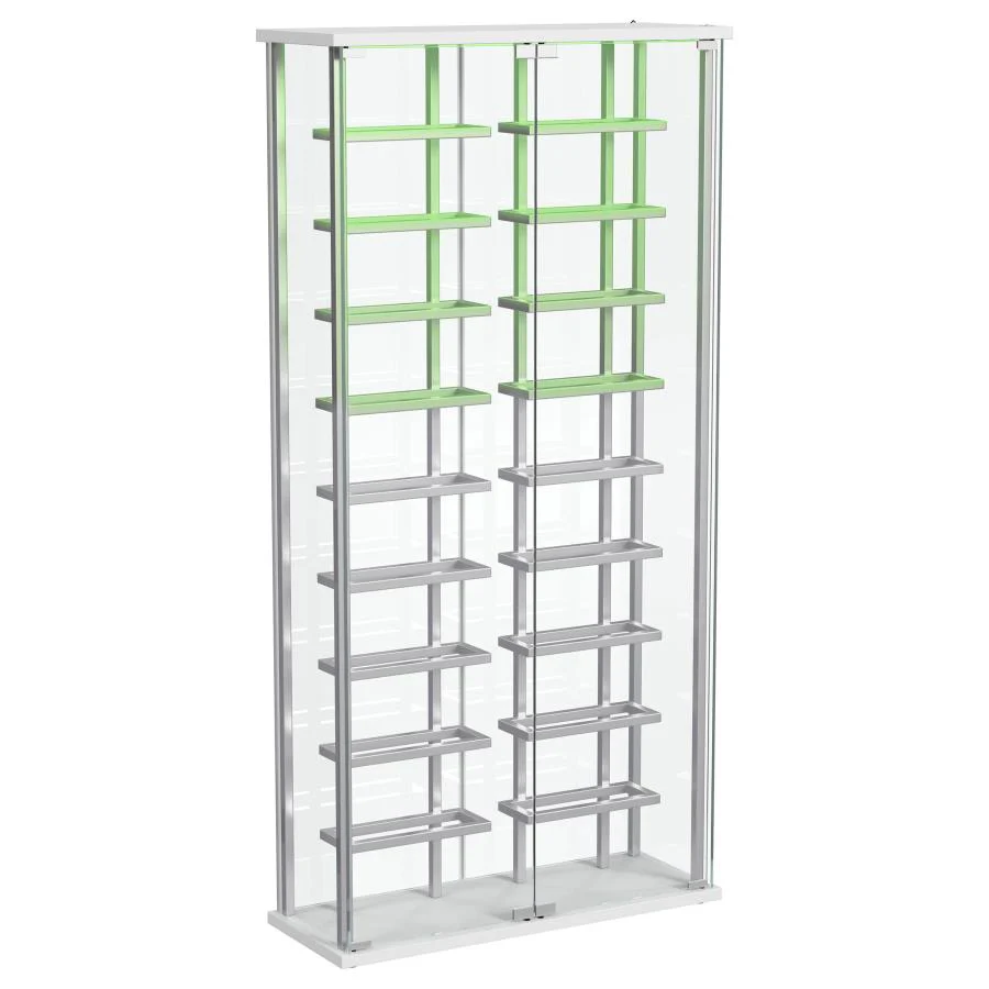 Montara - Tempered Glass Wine Storage LED Curio Cabinet - Chrome - Image 8