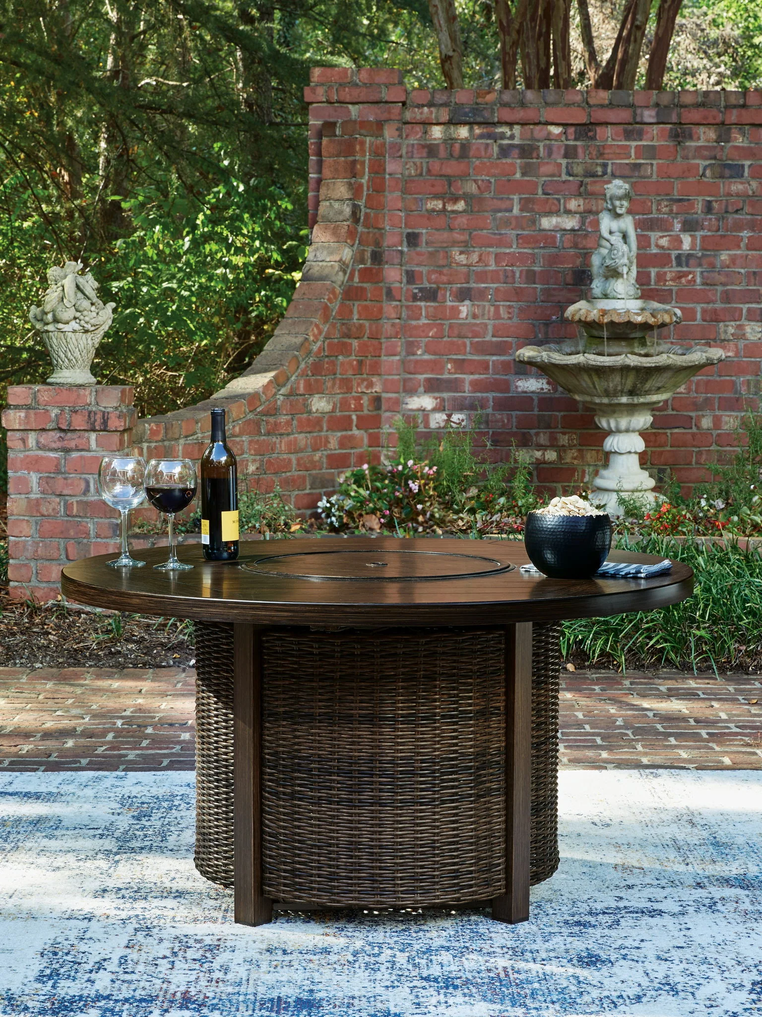 Monterey Point - Round Fire Pit Table - Dark Brown - Image 6