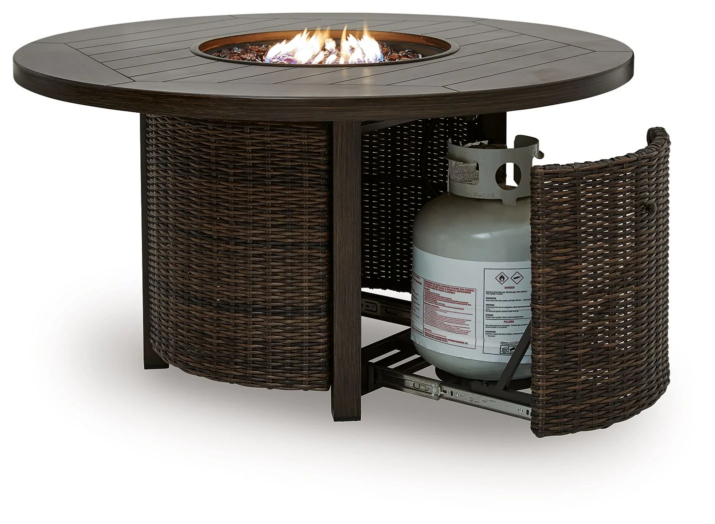 Monterey Point - Round Fire Pit Table - Dark Brown - Image 7