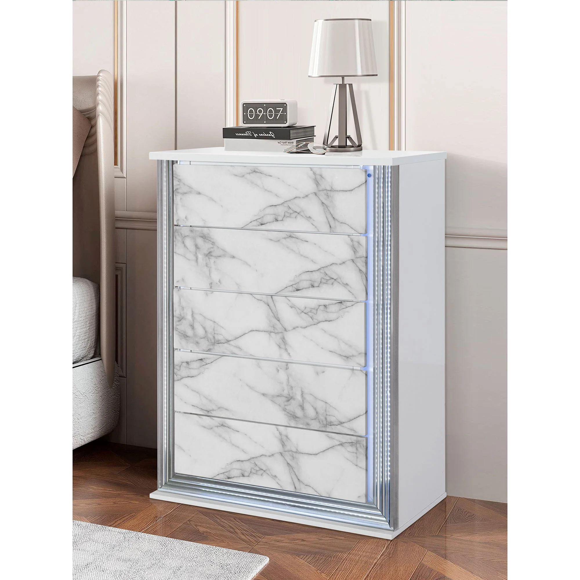 Moon - Chest With LED - White Marble - Image 5