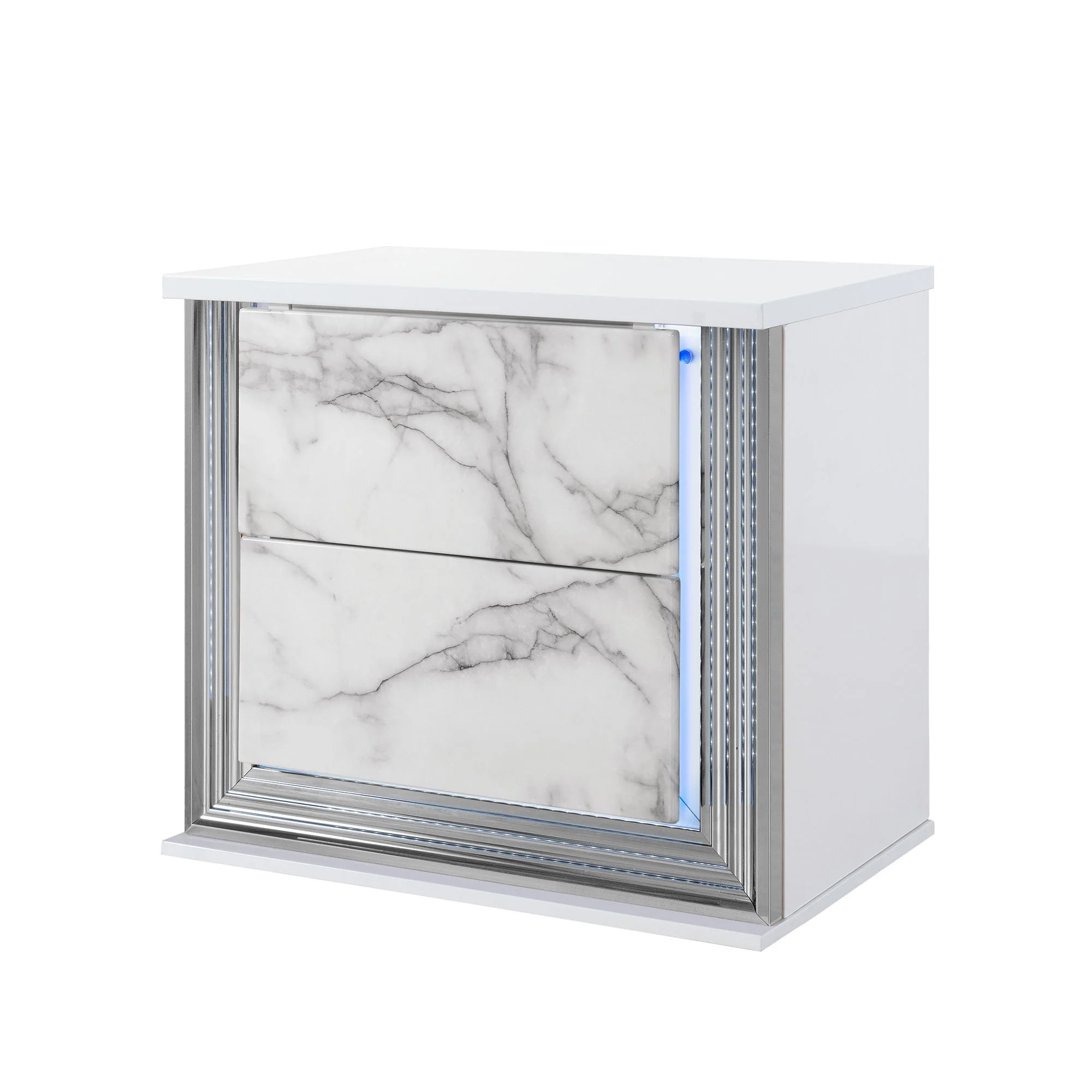 Moon - Marble Nightstand With LED - White - Image 5