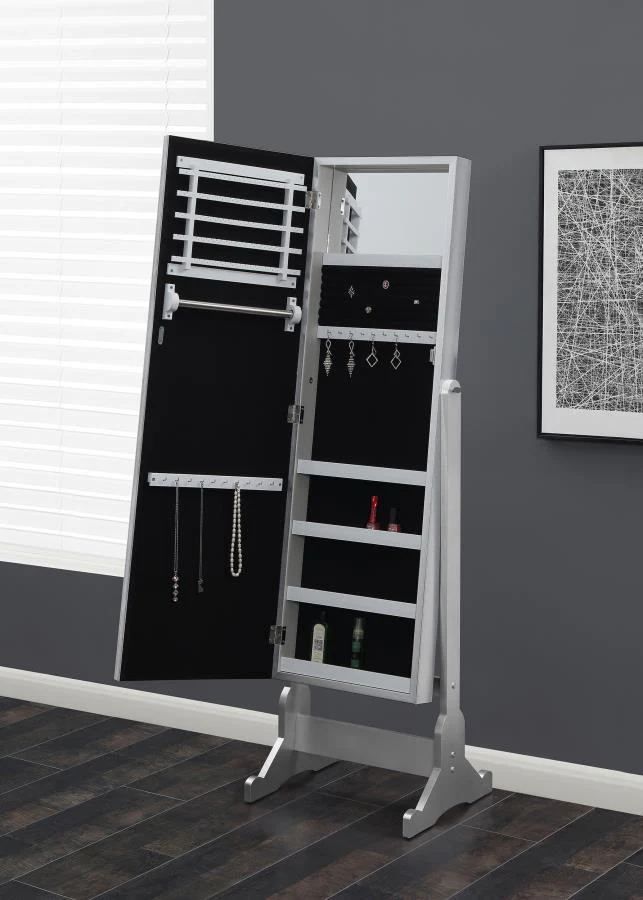 Moore - Cheval Mirror With Jewelry Storage - Silver - Image 3