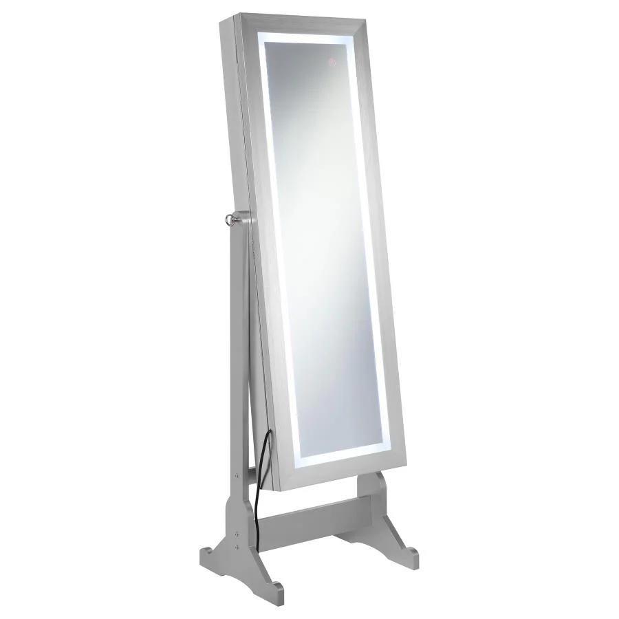 Moore - Cheval Mirror With Jewelry Storage - Silver - Image 4