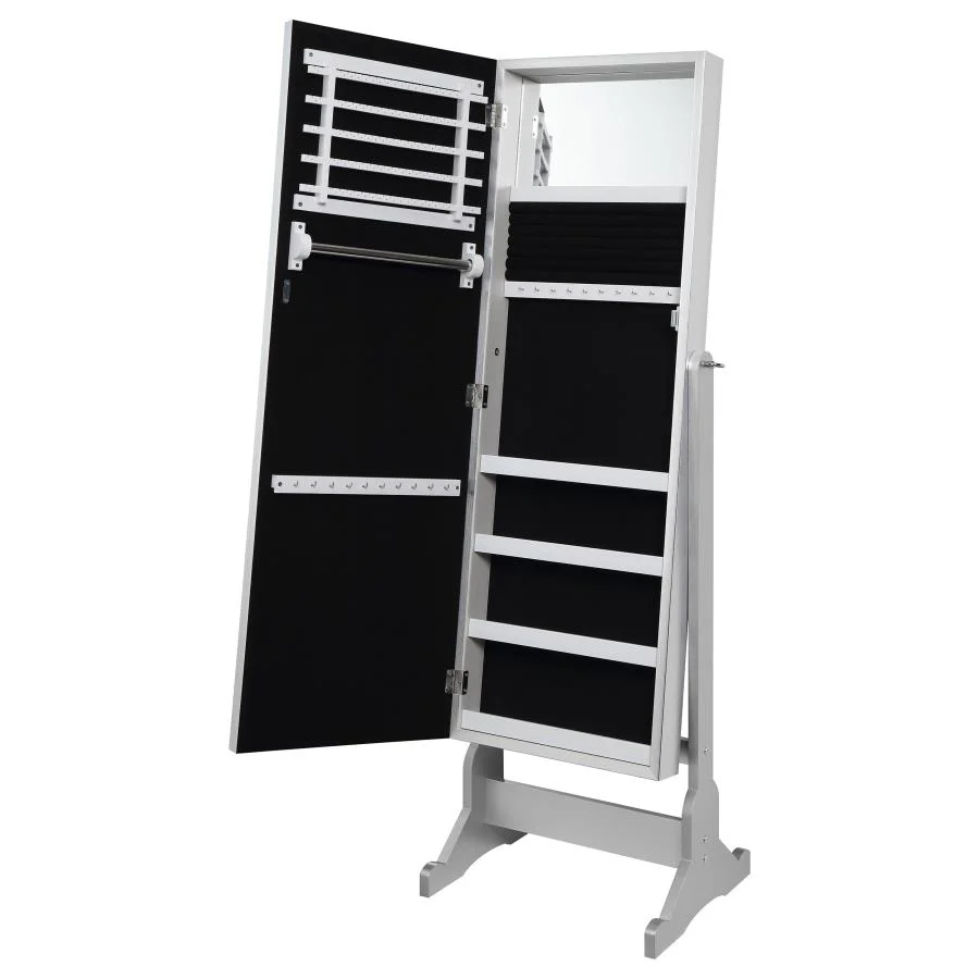 Moore - Cheval Mirror With Jewelry Storage - Silver - Image 7