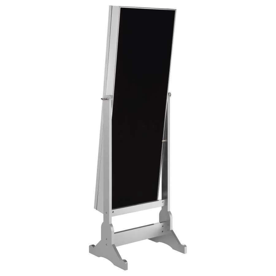 Moore - Cheval Mirror With Jewelry Storage - Silver - Image 9