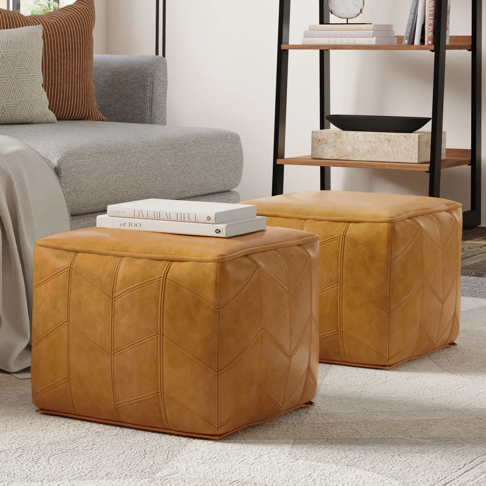 Morden - Square Pouf - Brown - Image 6