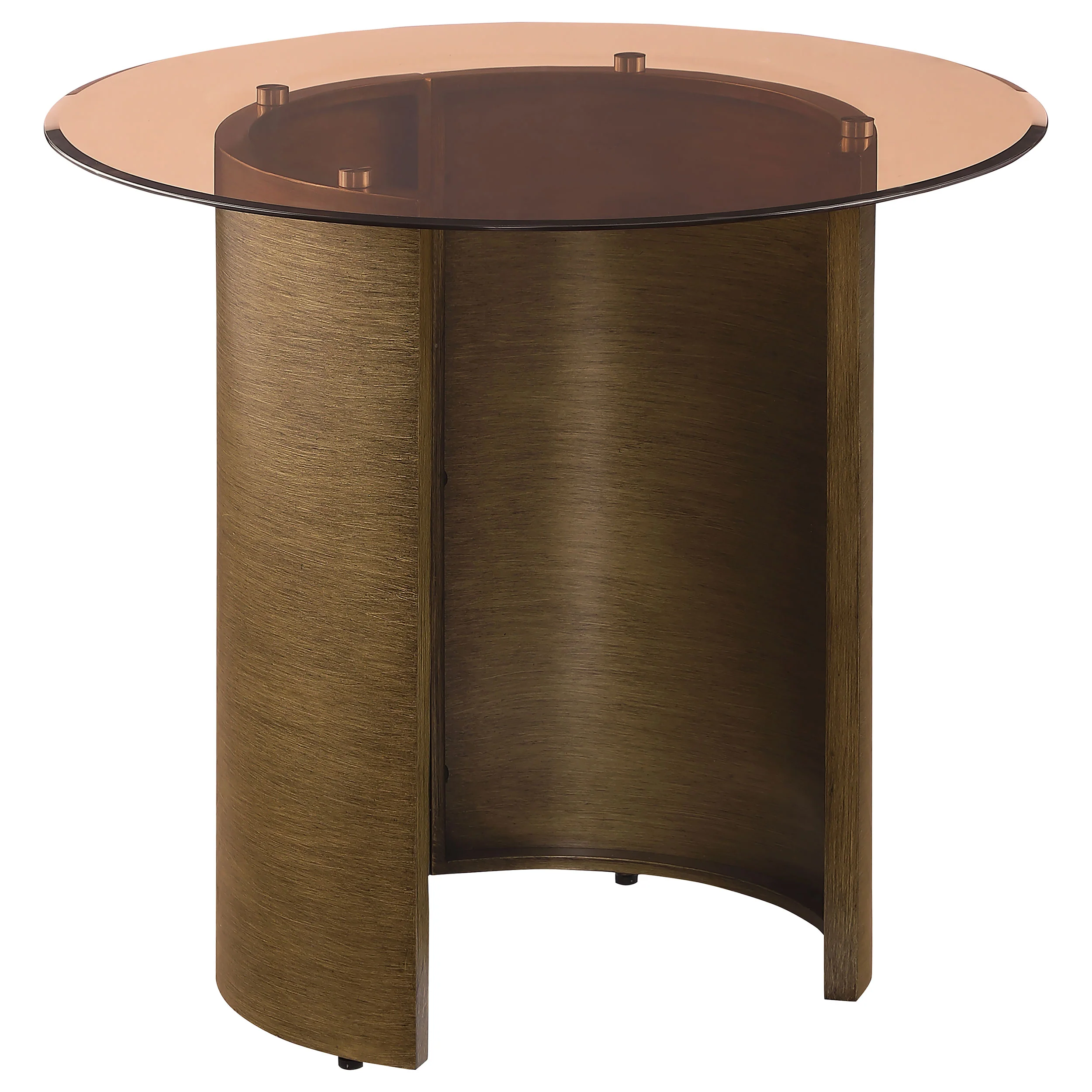 Morena Round Tawny Glass Top Side End Table Brushed Bronze - Image 15