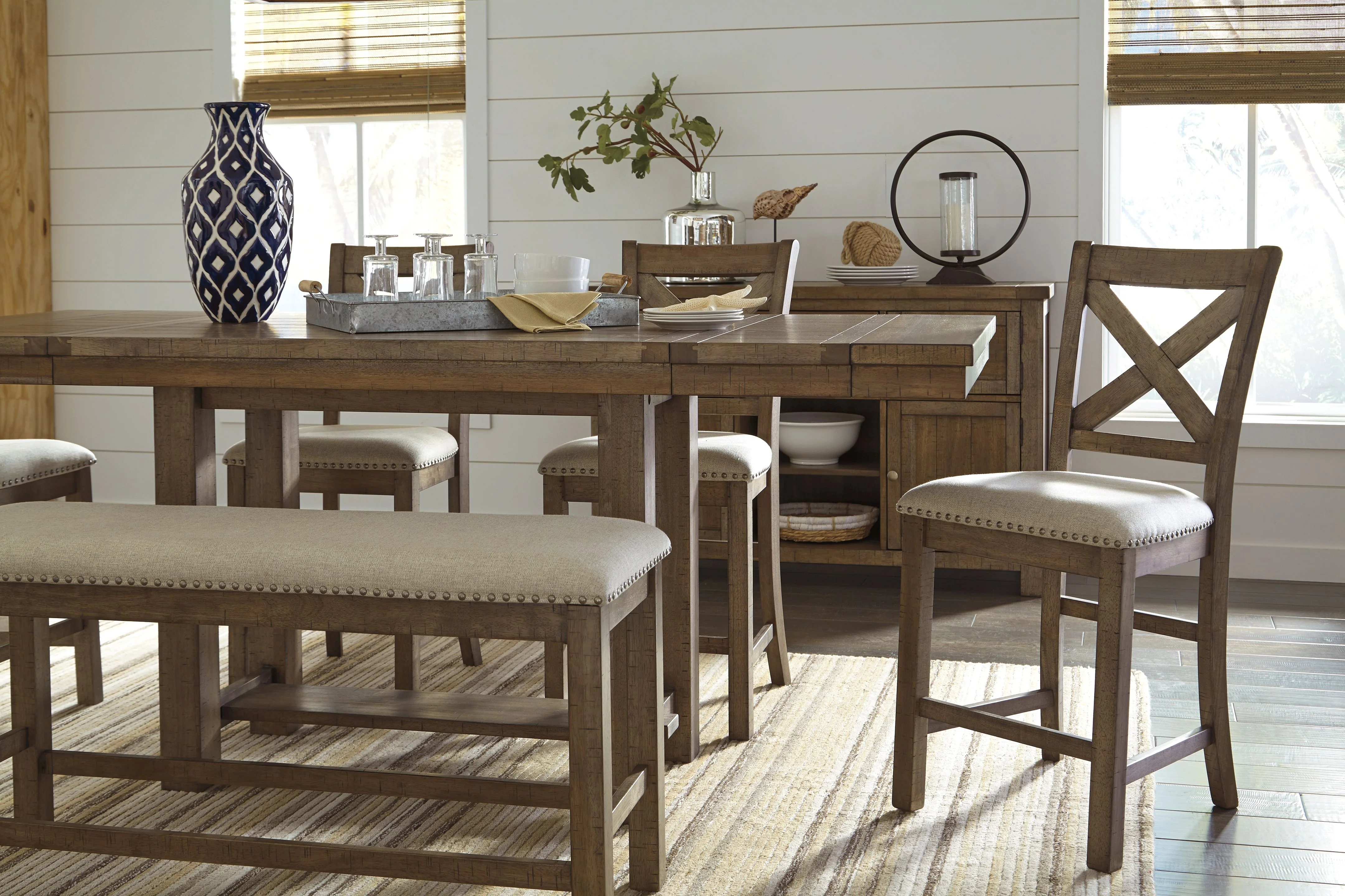 Moriville - Double UPH Bench  - Beige - Image 2