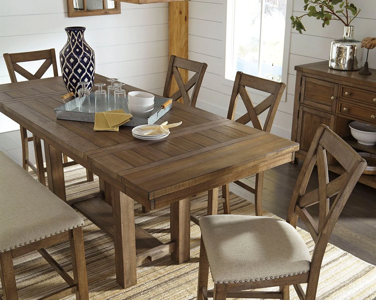 Moriville - Rectangular Dining Room Counter Extension Table - Grayish Brown - Image 4