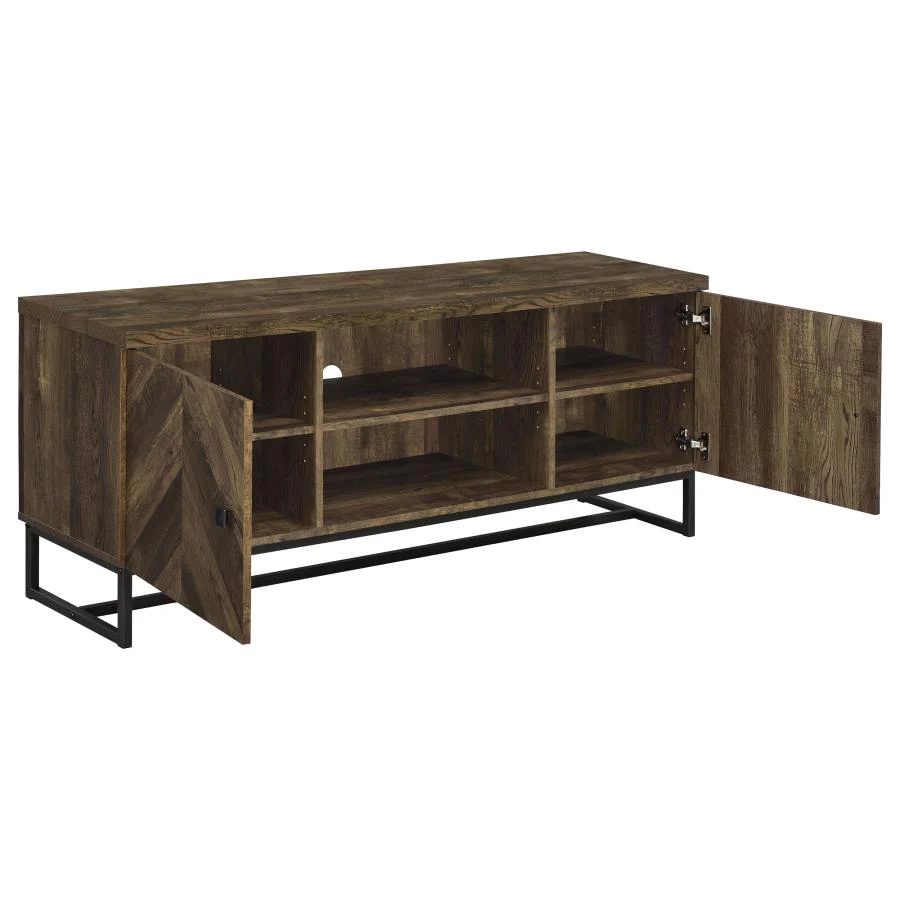Myles - 2 Door Engineered Wood TV Stand - Rustic Oak - Image 3