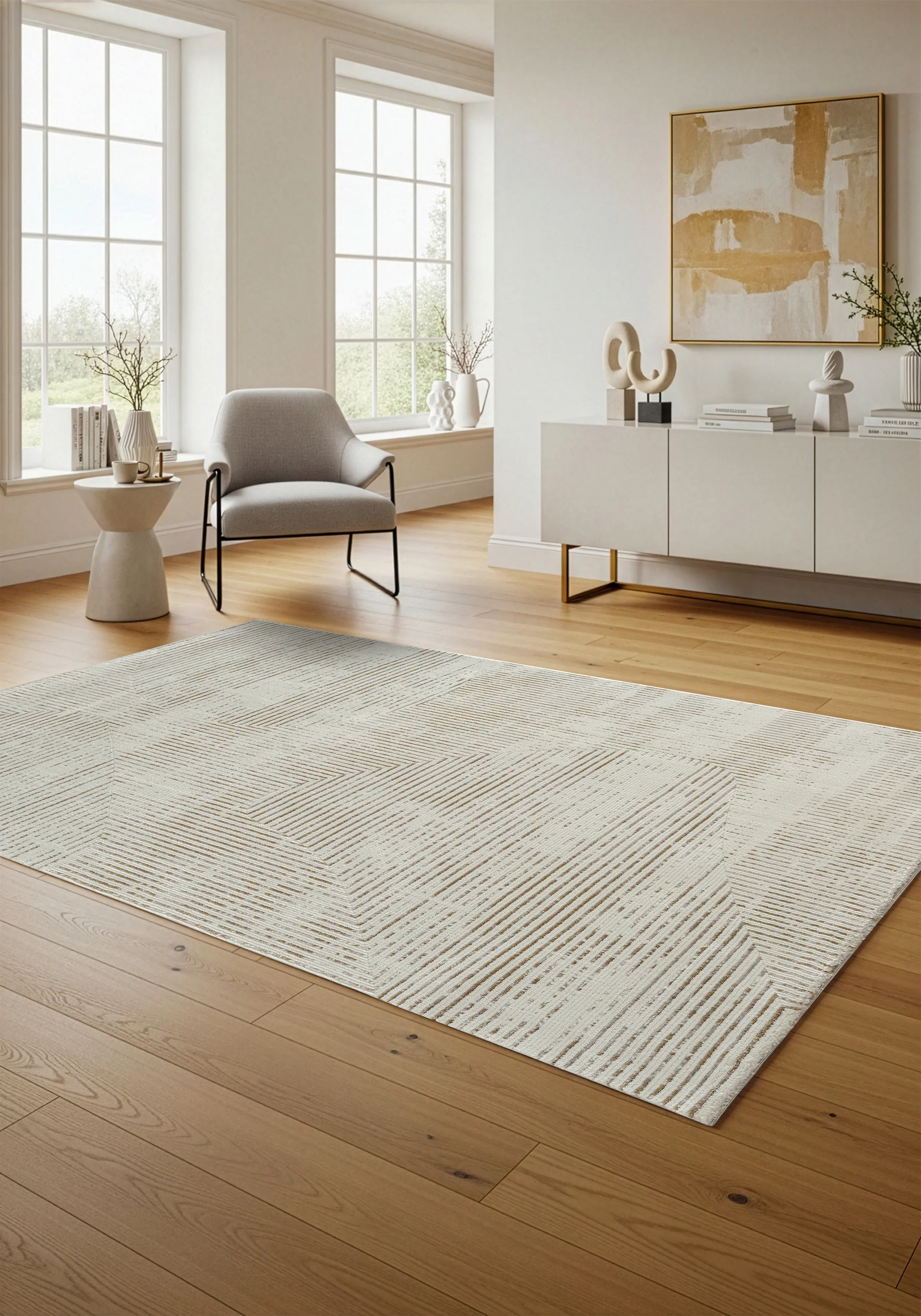 .Myra Ivory Power-Loomed Area Rug - 6' 6" x 9' 0" - Image 3