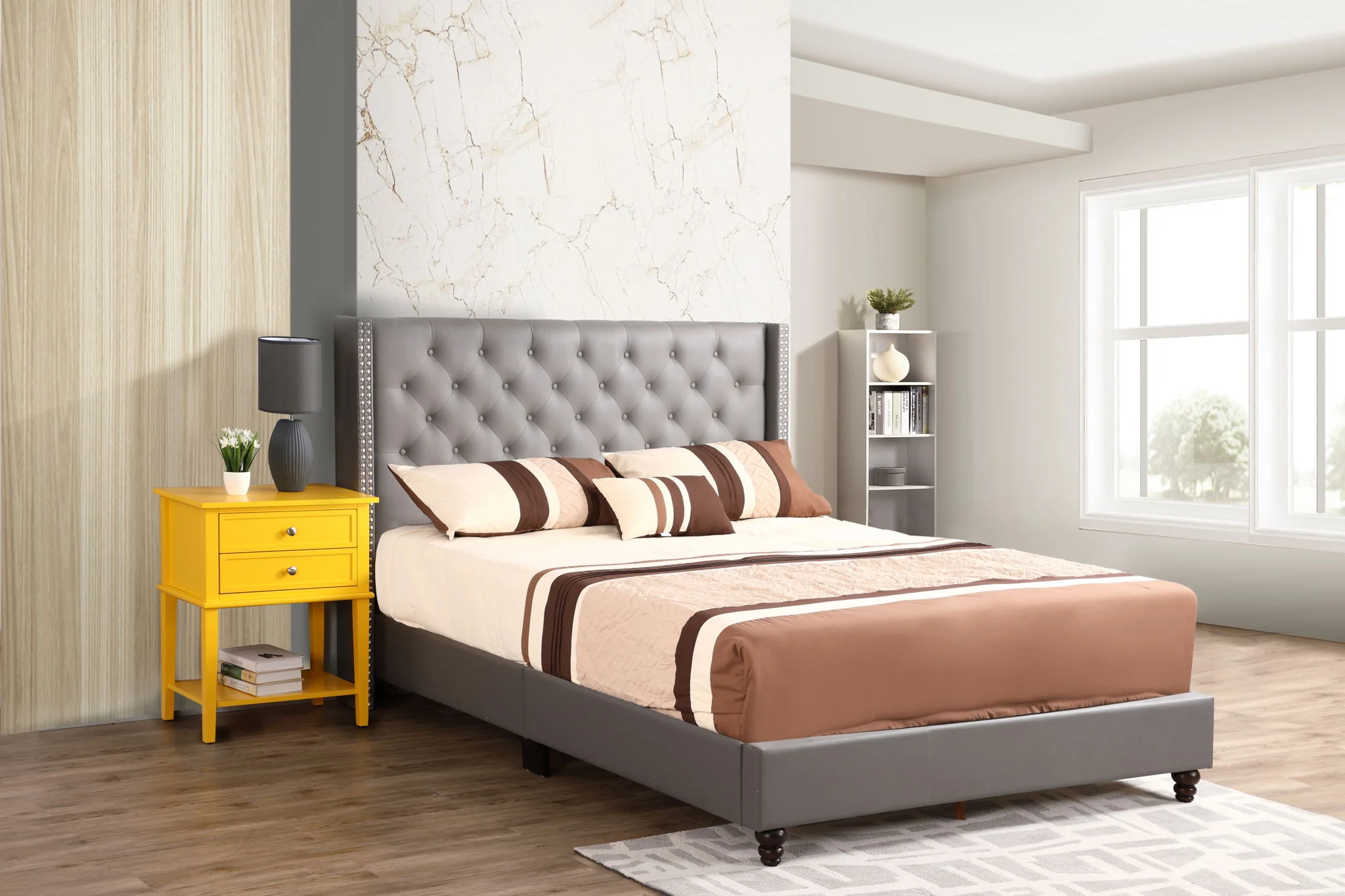 Nailhead Bed Transitional Vibrant - Image 2