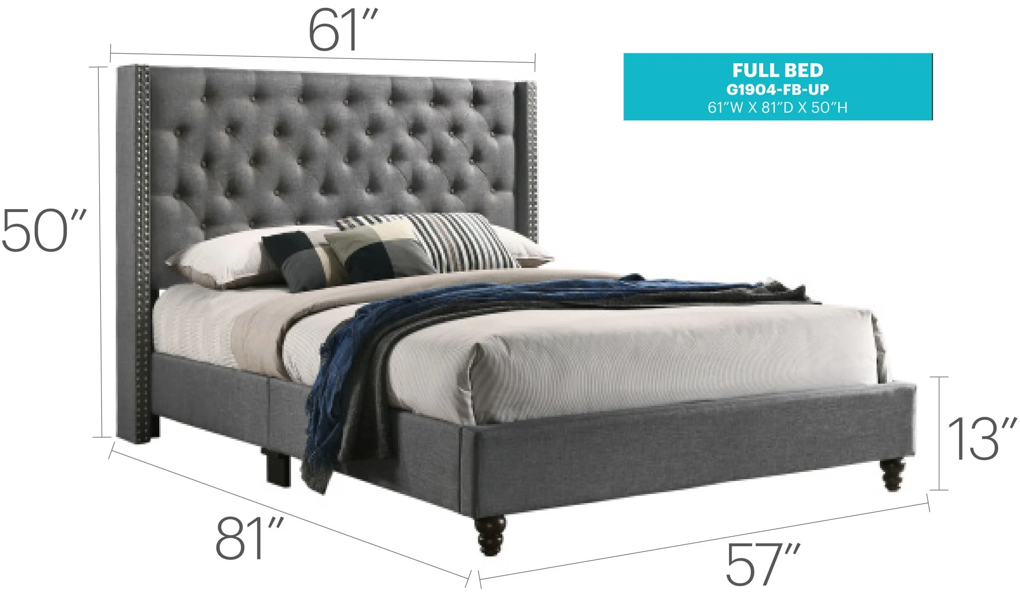 Nailhead Bed Transitional Vibrant - Image 21