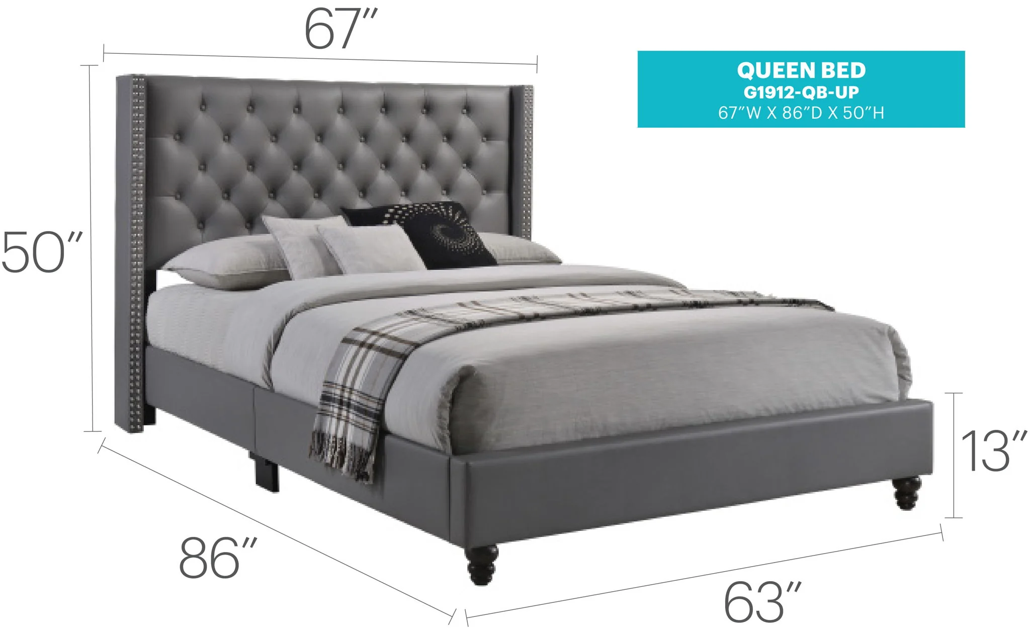 Nailhead Bed Transitional Vibrant - Image 24