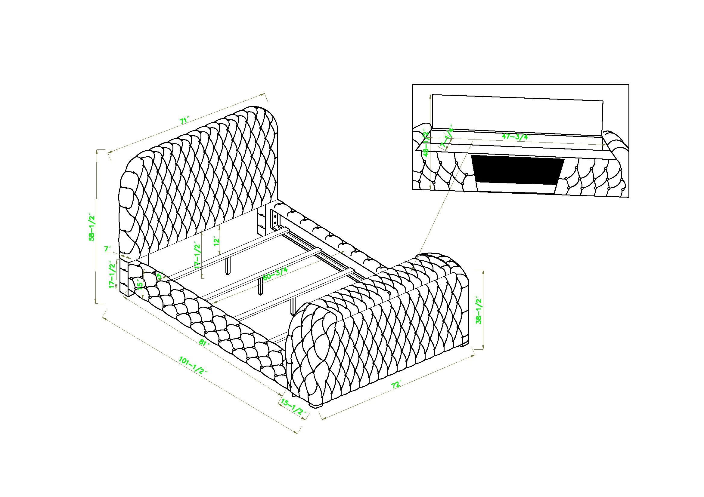 Natalia Bed Grey - Image 3