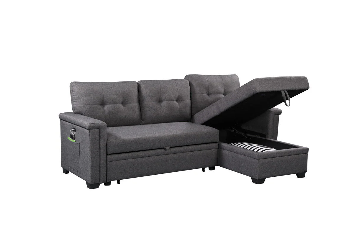 Nathan - Reversible Sleeper Sectional Sofa With Storage Chaise, USB Charging Ports And Pocket - Image 7