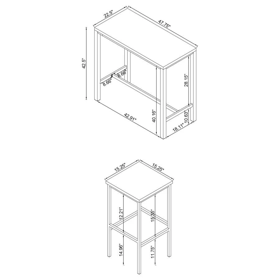 Natividad - 5 Piece Pub Height Bar Table Set - White High Gloss - Image 11