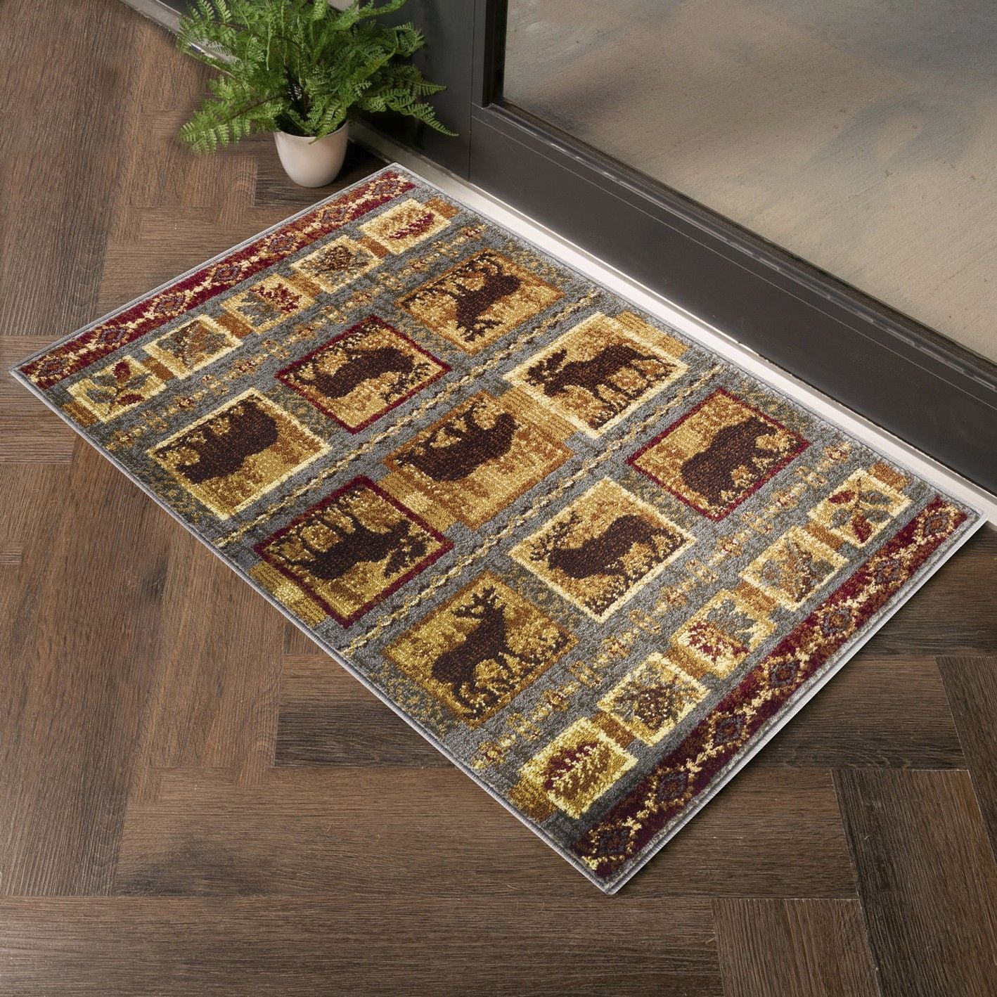 Nature's Nest - 5'3" X 7'3" Lodge Area Rug - Multi, Blue - Image 3