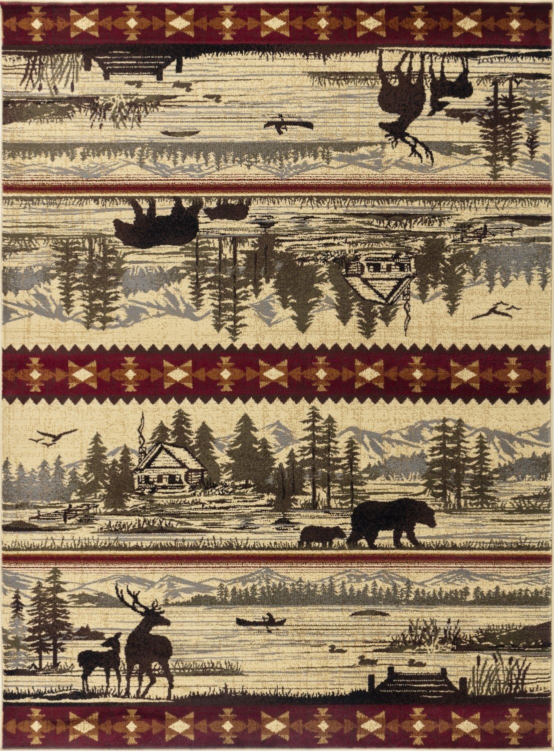 Nature's Nest - 5'3" X 7'3" Lodge Area Rug - Multi / Cream - Image 5
