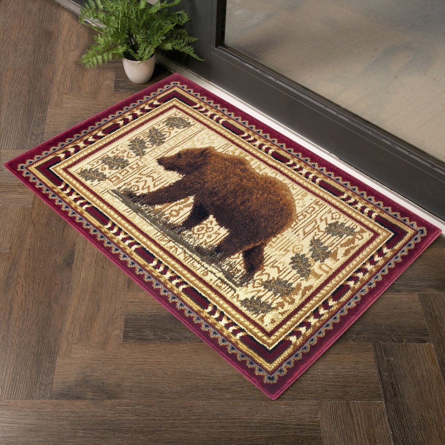 Nature's Nest - 5'3" X 7'3" Lodge Area Rug - Multi, Red - Image 3