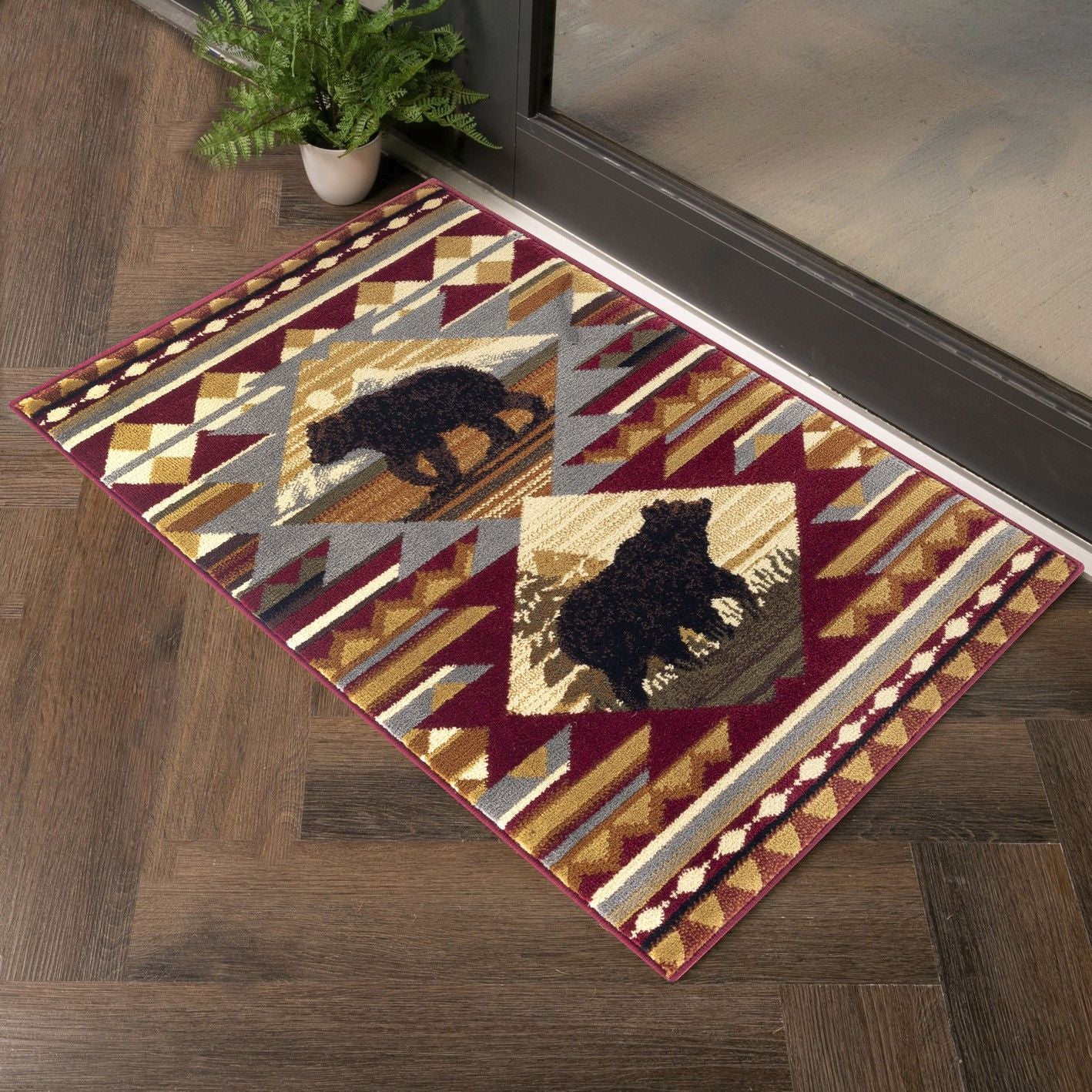 Nature's Nest - 5'3" X 7'3" Lodge Area Rug Polypropylene - Multi, Red - Image 6