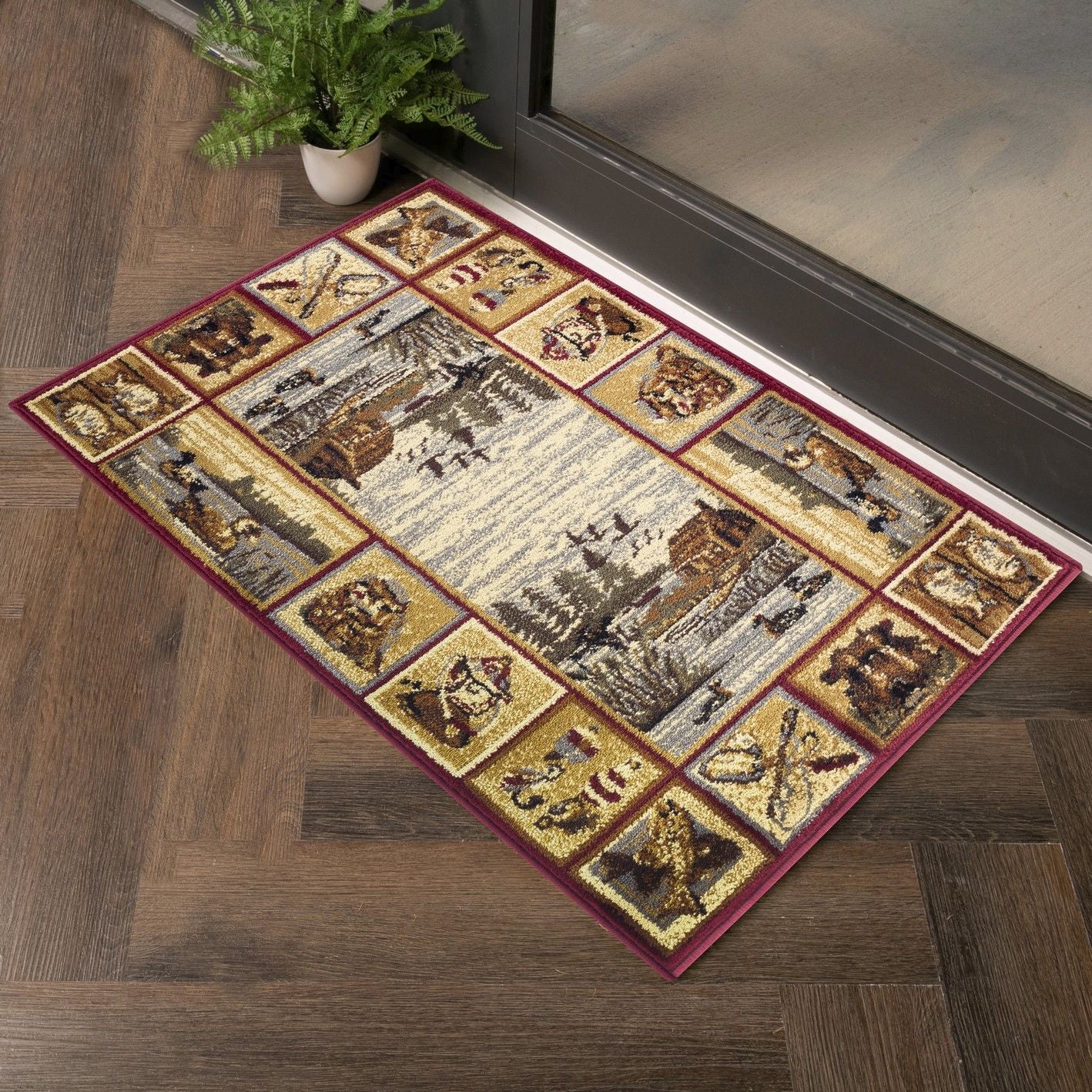 Nature's Nest - 5'3" X 7'3" Lodge Area Rug - Red - Image 5