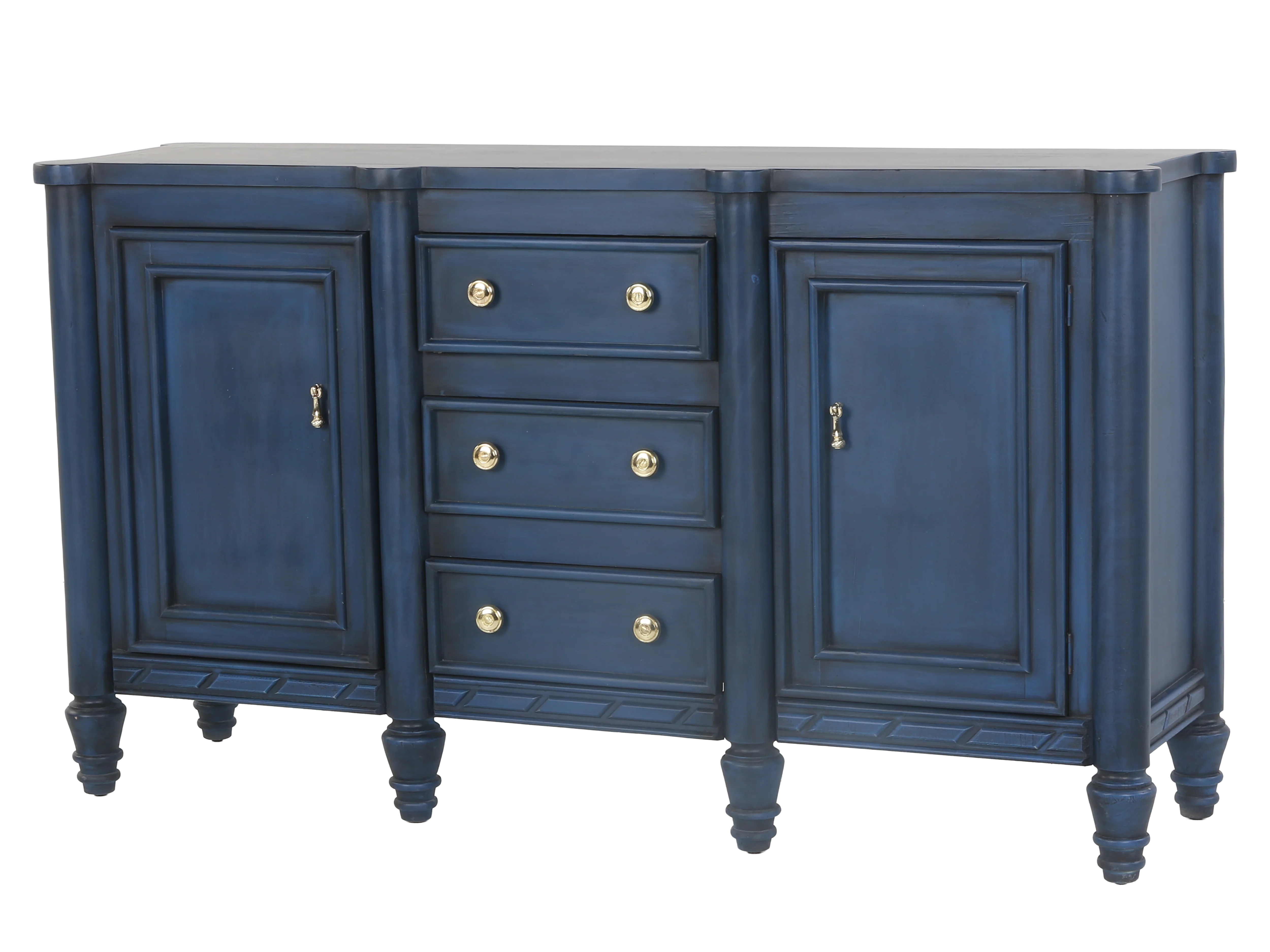 Navy Blue Sideboard with 3 Drawers and 2 Cabinets