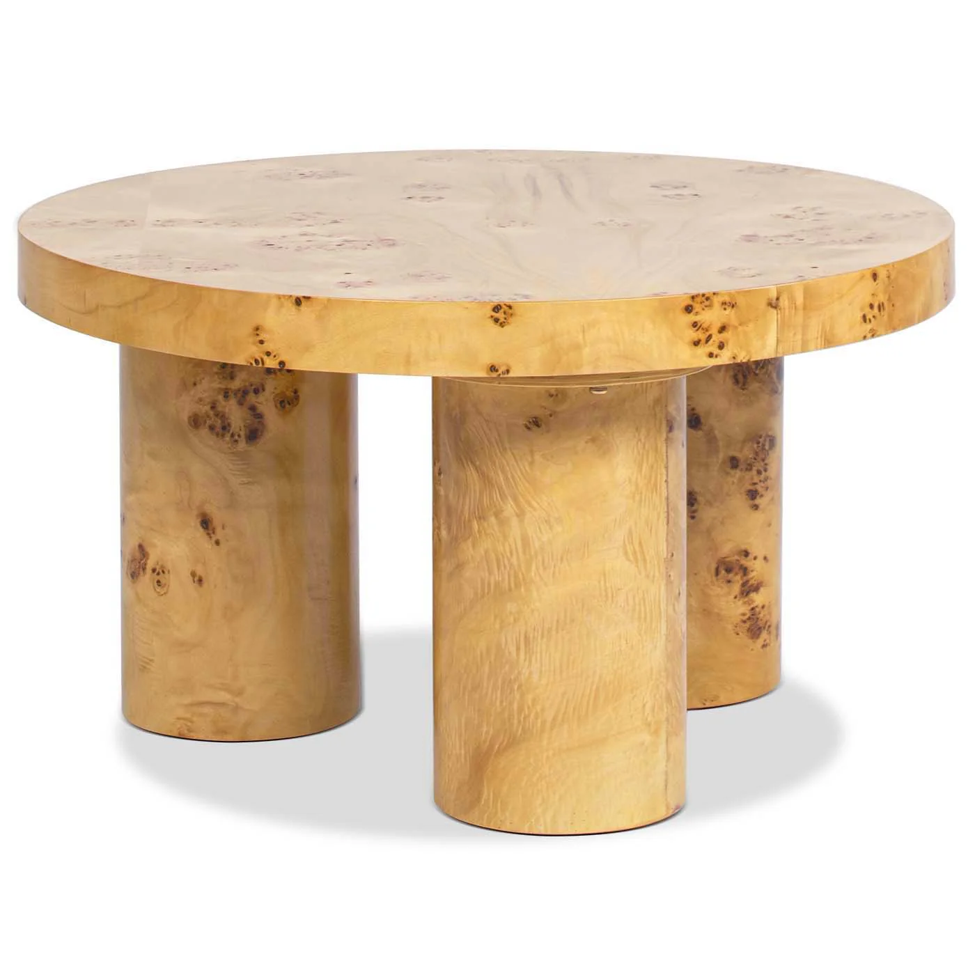 Nebula - Round Pillar Leg Coffee Table - Warm Natural Brown Burl - Image 6