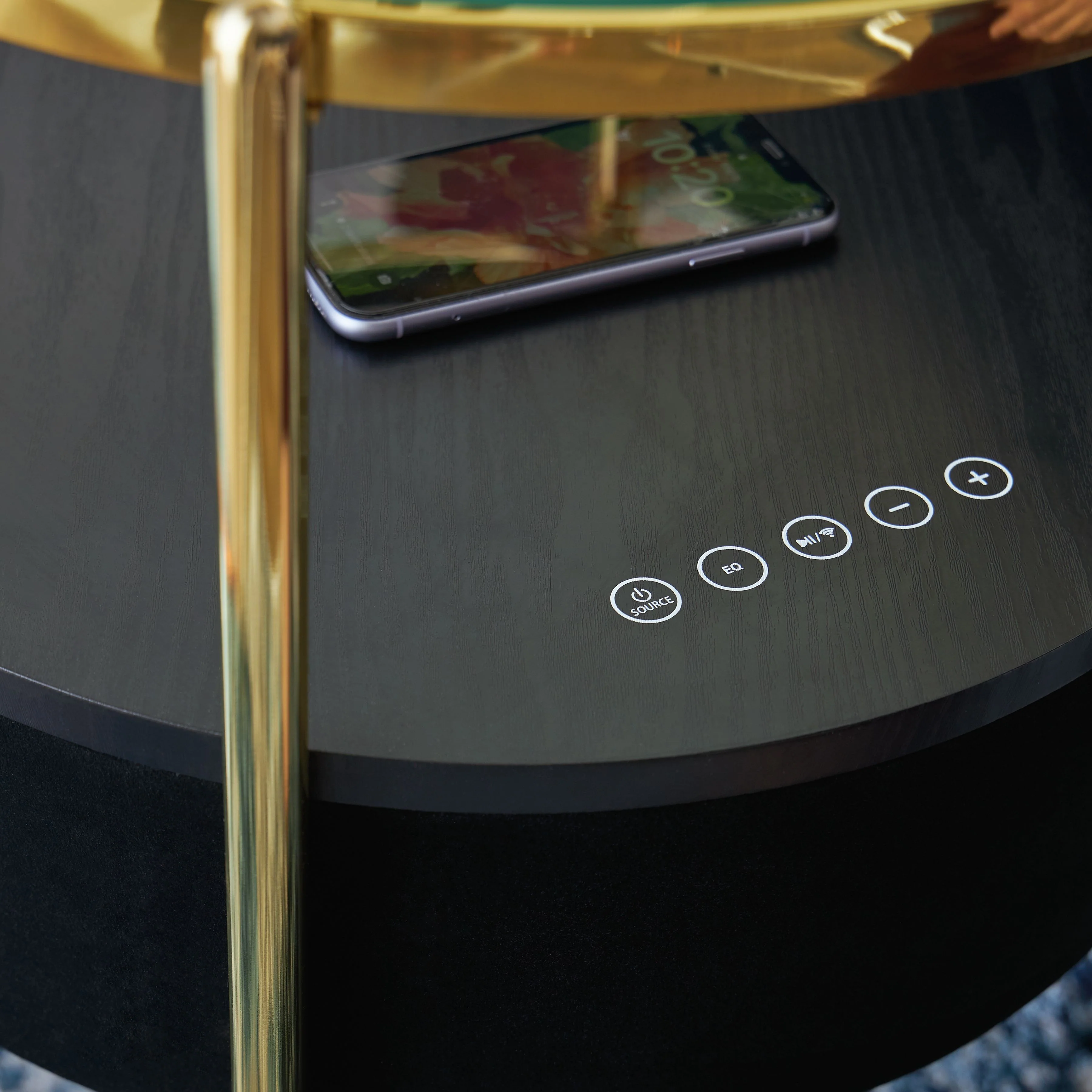 Nedman - Accent Table With Speaker - Black / Gold Finish - Image 8