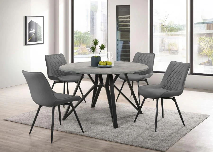 Neil - Round Smart Top Dining Table - Gunmetal - Image 7