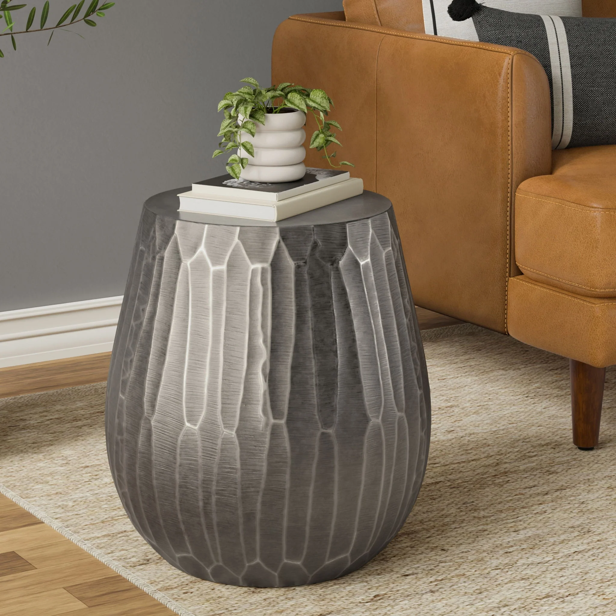 Nellie - Cast Aluminum Side Table - Black - Image 6