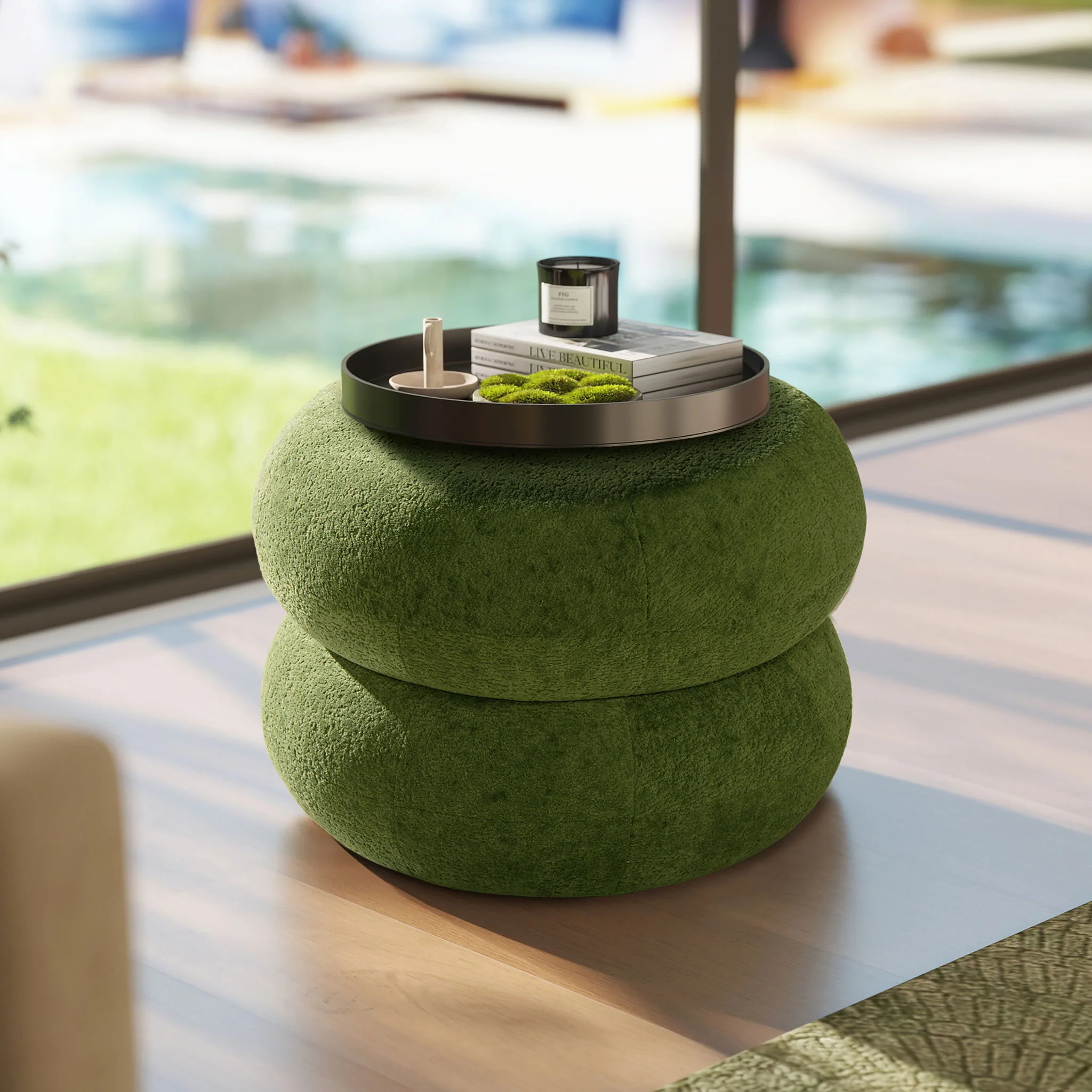 Nest - Low Round Upholstered Ottoman - Image 2