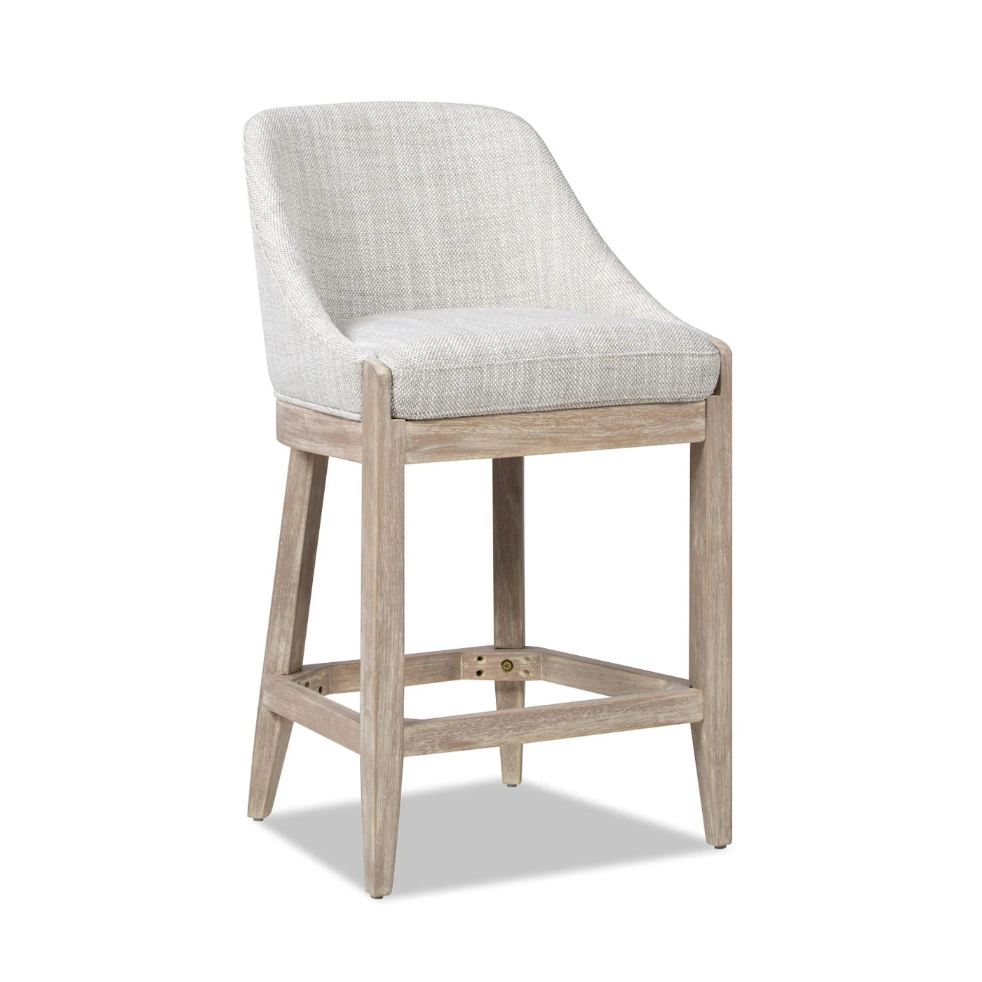 Newport - Coastal Curved Back Upholstered Counter Stool - Two Tone Neutral Gray - Image 3