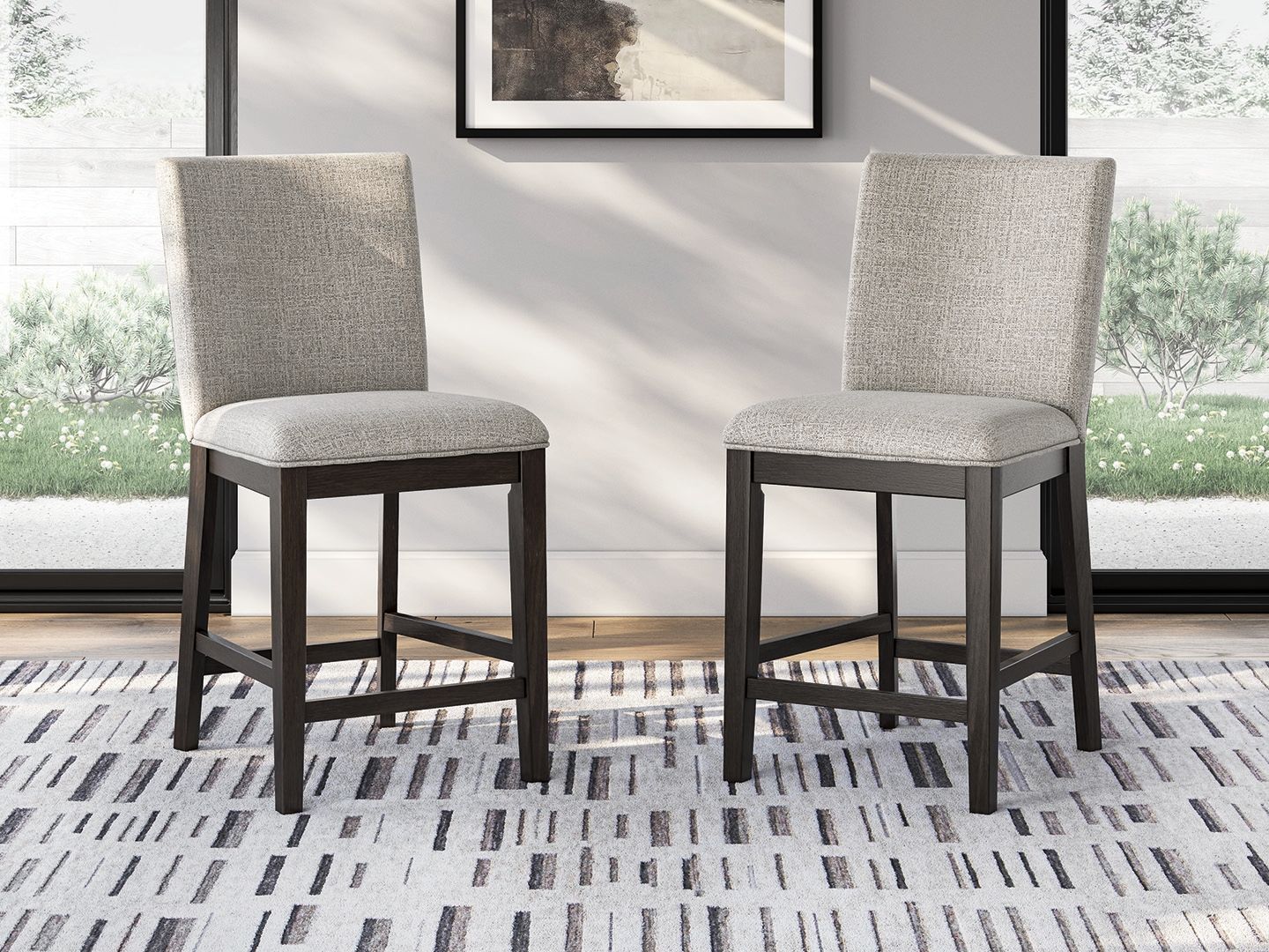 Neymorton - Upholstered Barstool (Set of 2) - Dark Grayish Brown - Image 5