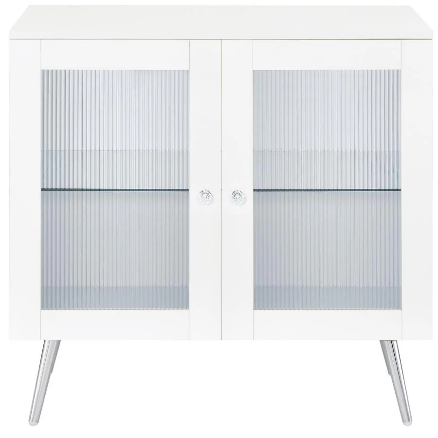 Nieta - 2 Door Engineered Wood Accent Cabinet - White High Gloss - Image 4
