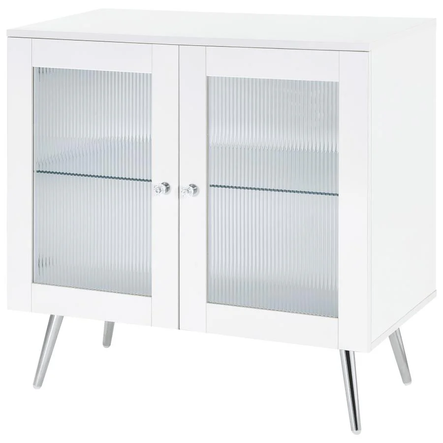 Nieta - 2 Door Engineered Wood Accent Cabinet - White High Gloss - Image 5