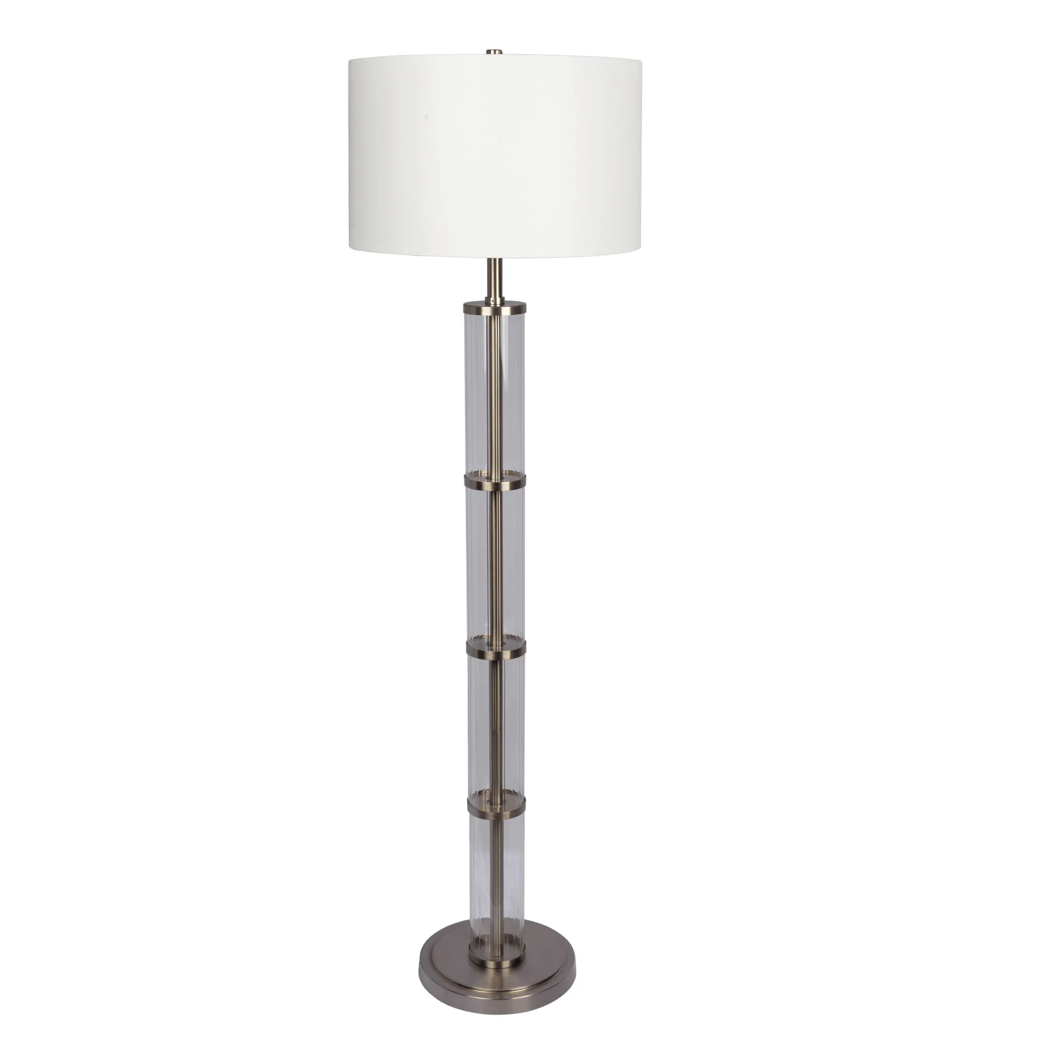 Nimbus - Floor Lamp With 3 Way Rotary Switch Clear Body Base - Silver Gray / White - Image 2