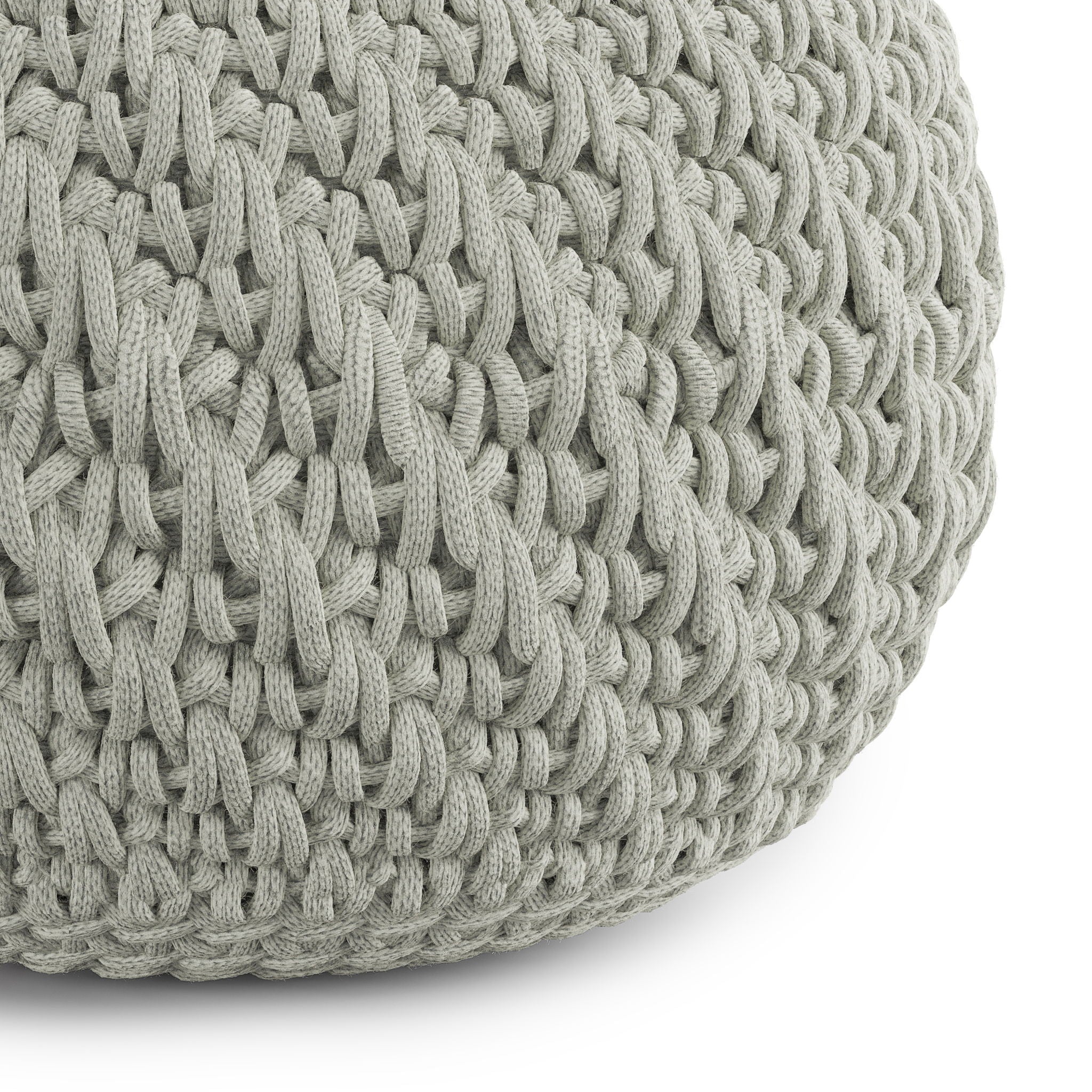 Nisi - Round Knitted Outdoor / Indoor Pouf - Light Gray - Image 3
