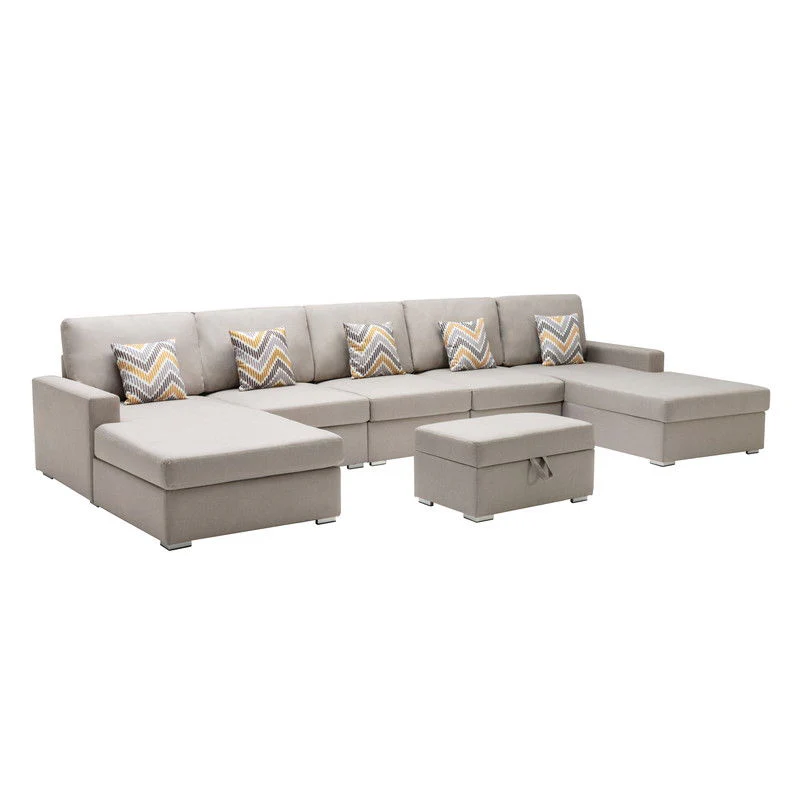 Nolan - Fabric 6 Piece Sectional Sofa With Pillows And Interchangeable Legs - Image 10