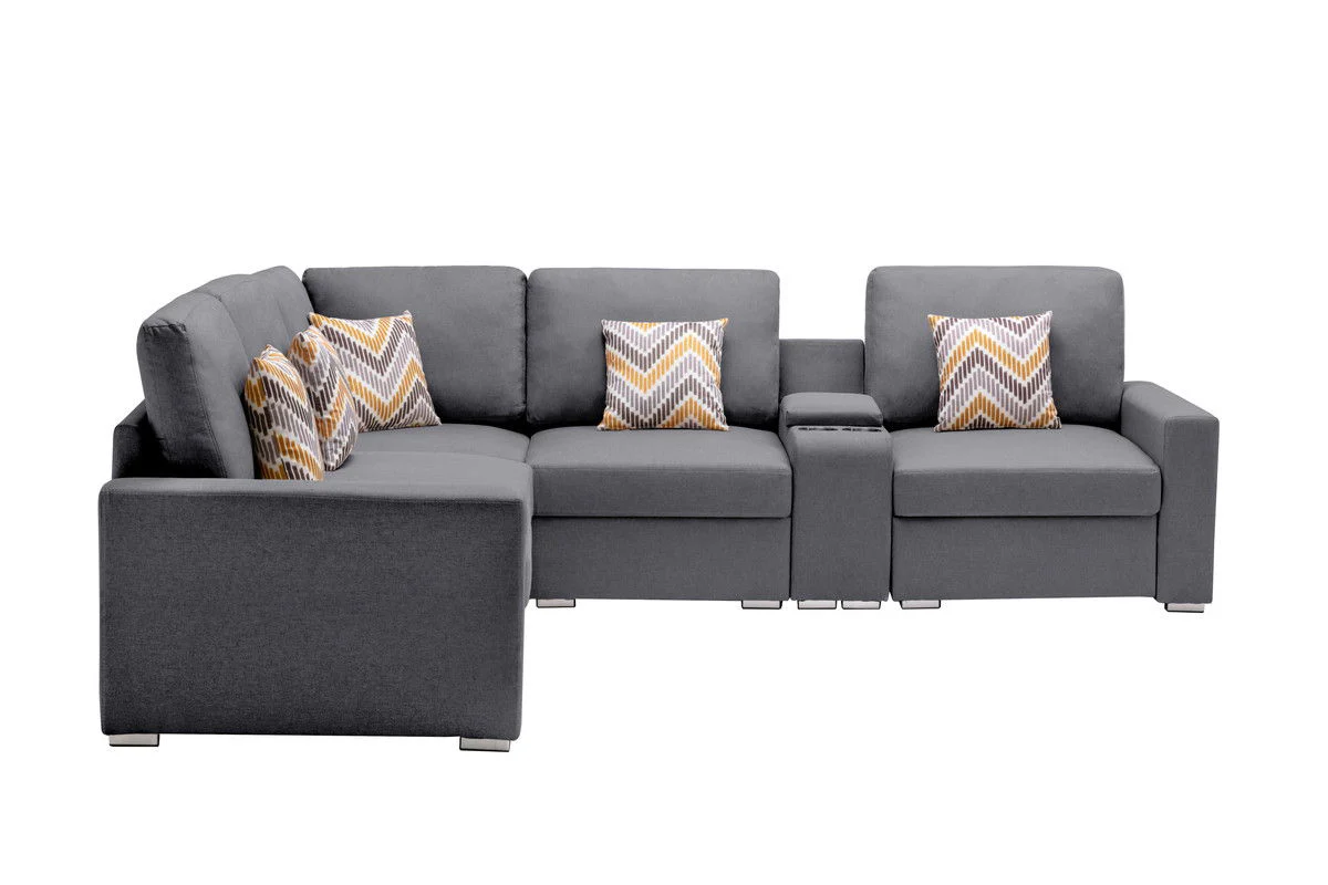 Nolan - Fabric 6 Piece Sectional Sofa With Pillows And Interchangeable Legs - Image 17