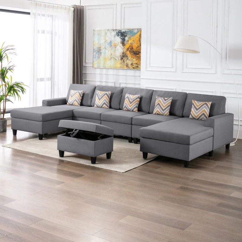 Nolan - Fabric 6 Piece Sectional Sofa With Pillows And Interchangeable Legs - Image 18
