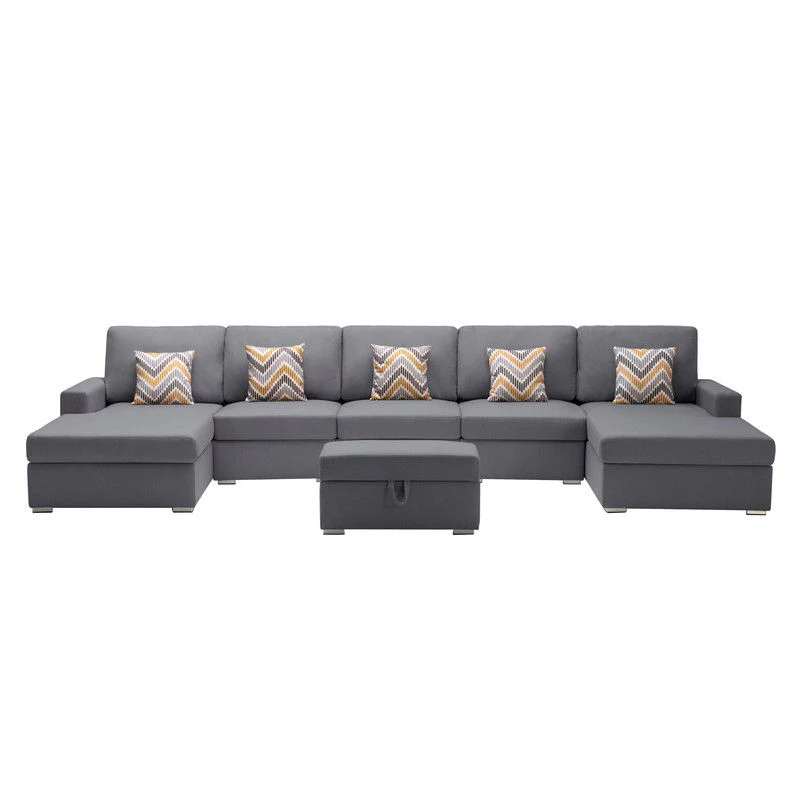 Nolan - Fabric 6 Piece Sectional Sofa With Pillows And Interchangeable Legs - Image 23