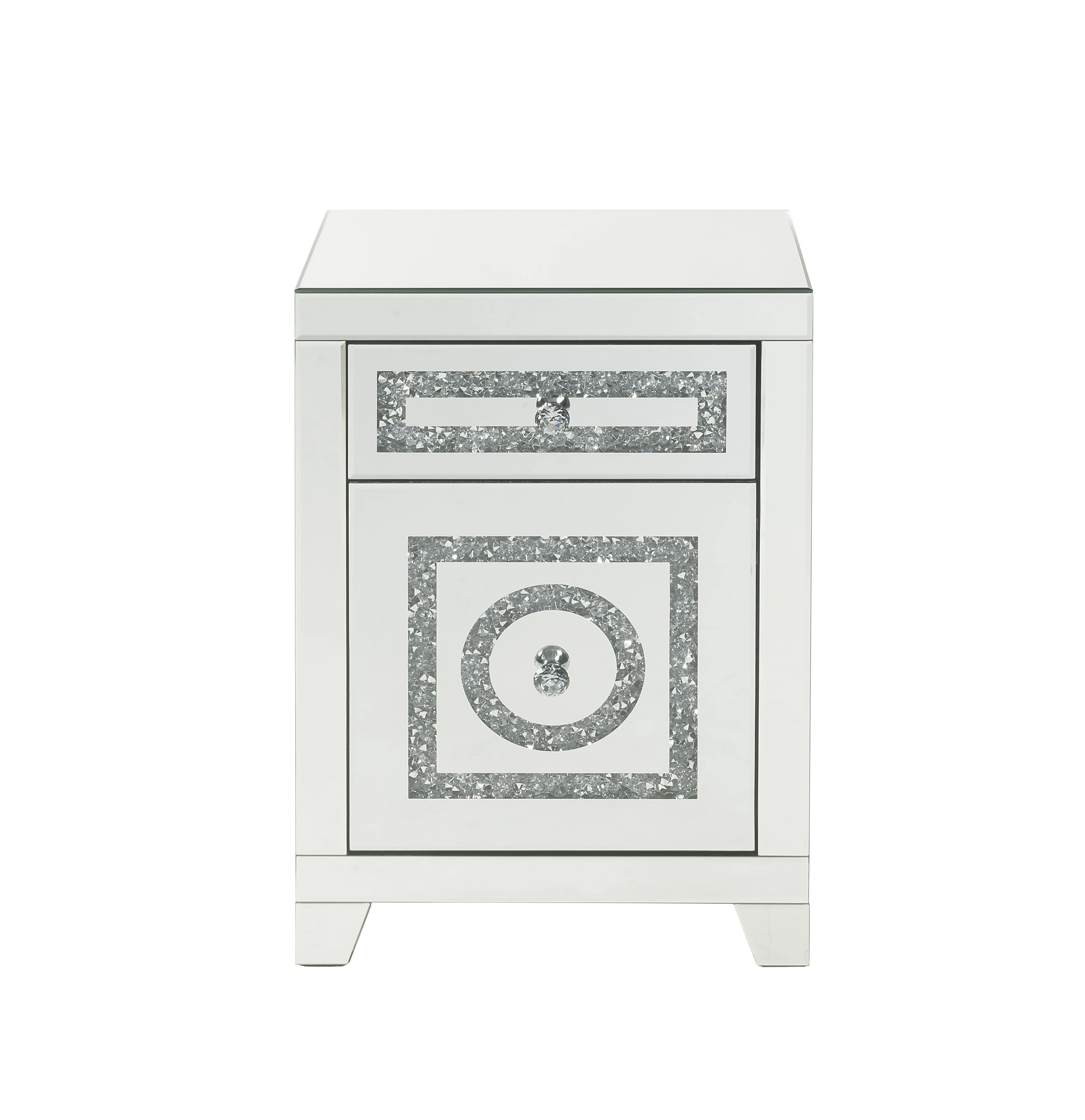 Noralie - Accent Table Mirrored Faux Dimaonds - Silver - Image 3