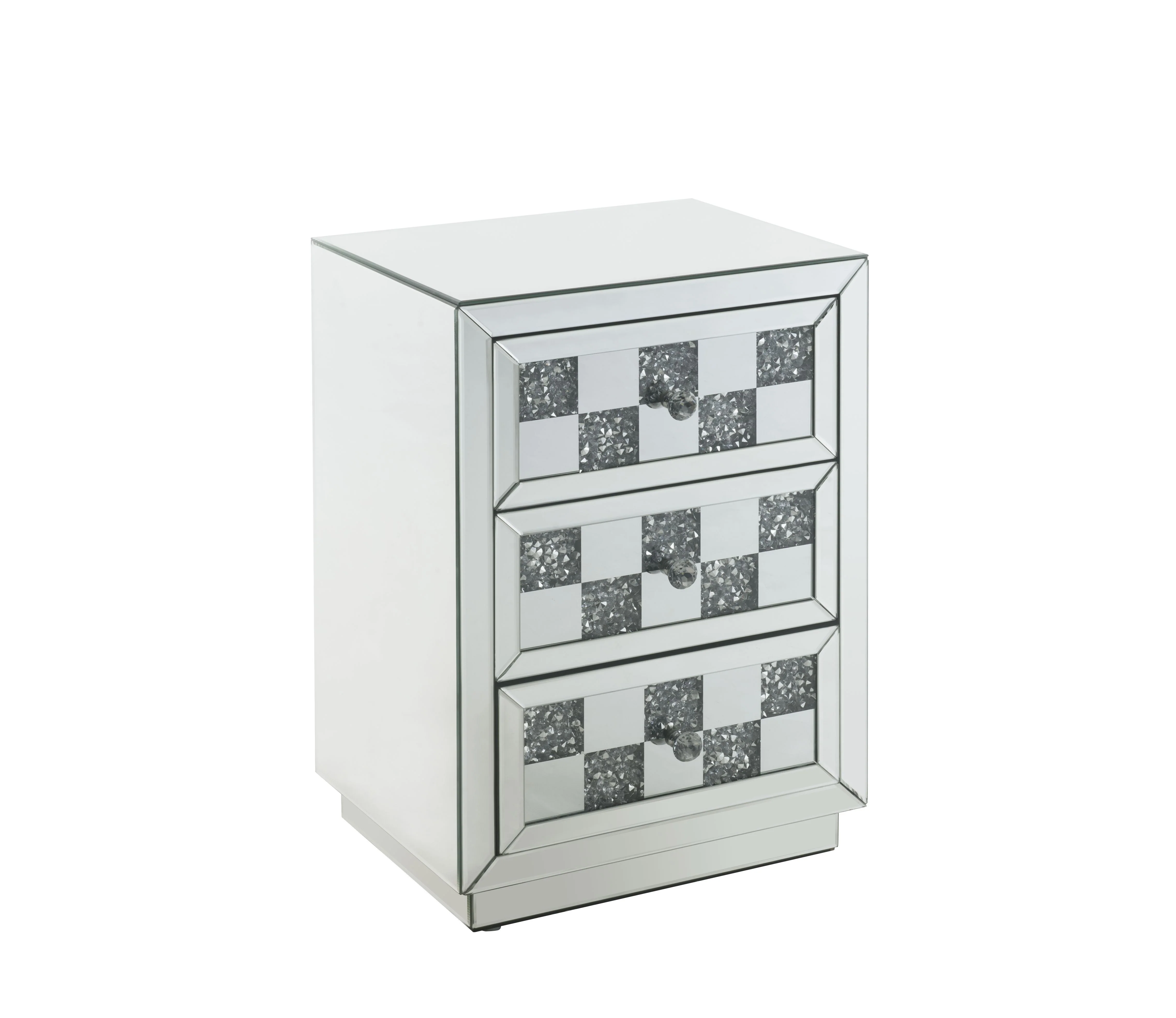 Noralie - Mirrored Faux Diamonds Accent Table - Silver - Image 5