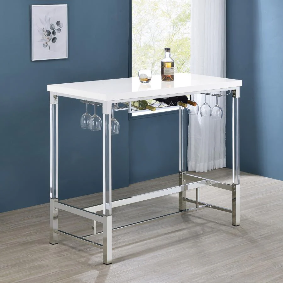 Norcrest - Acrylic Leg Bar Table - White High Gloss - Image 2