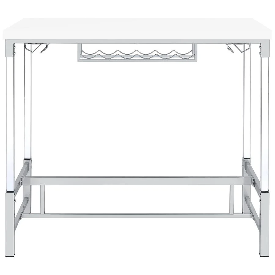 Norcrest - Acrylic Leg Bar Table - White High Gloss - Image 3